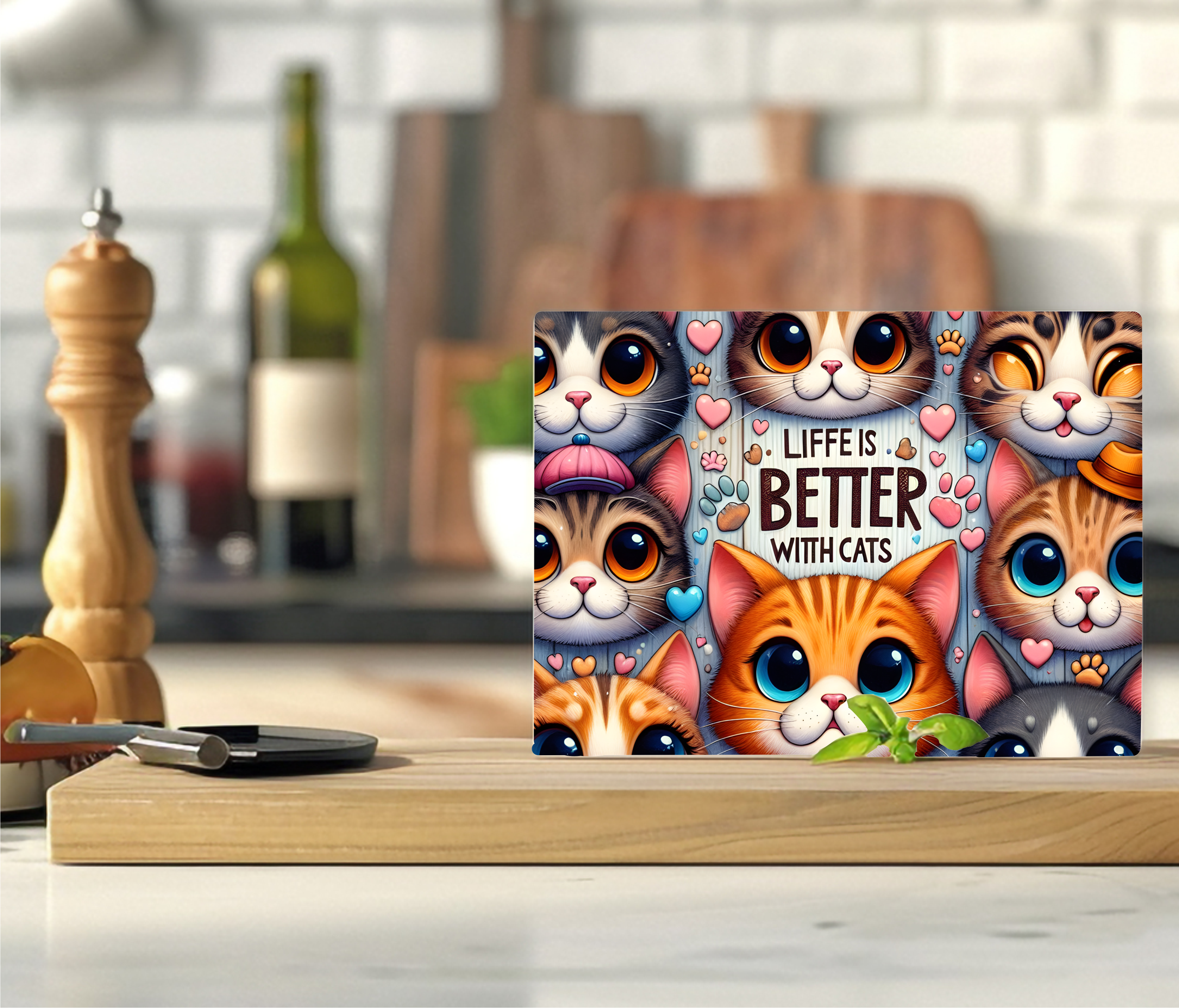 Life Is Better With Cats - Cutting Board - Sublimation Transfer