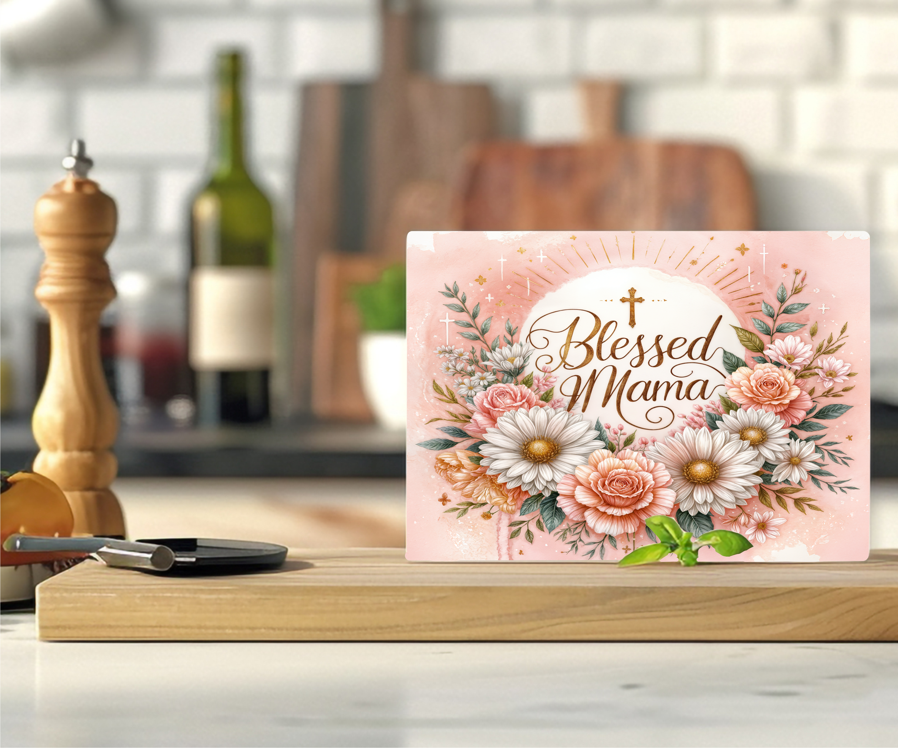 Blessed Mama - Cutting Board - Sublimation Transfer