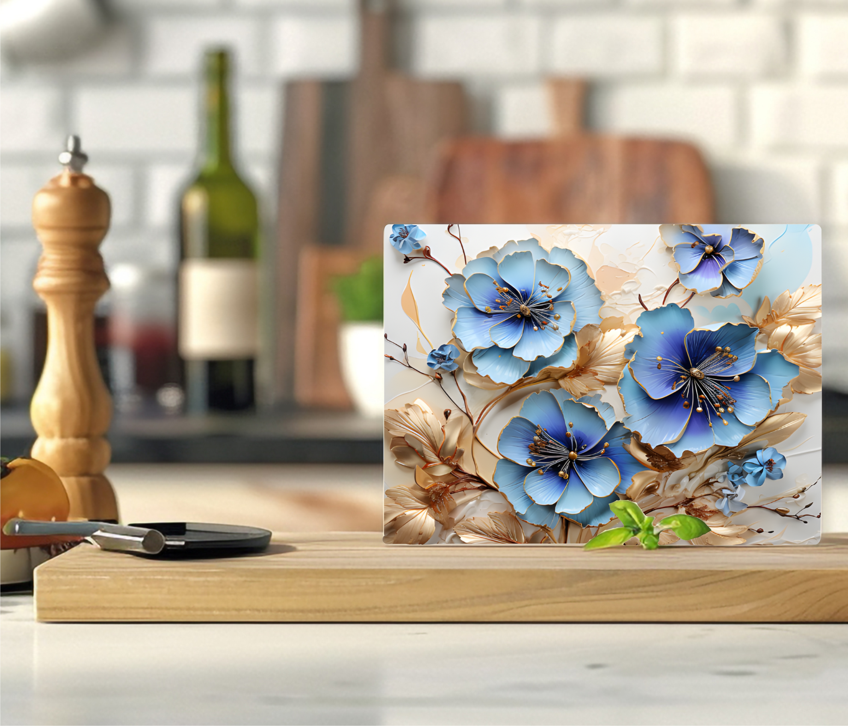 Floral With Gold Trim - Cutting Board - Sublimation Transfer