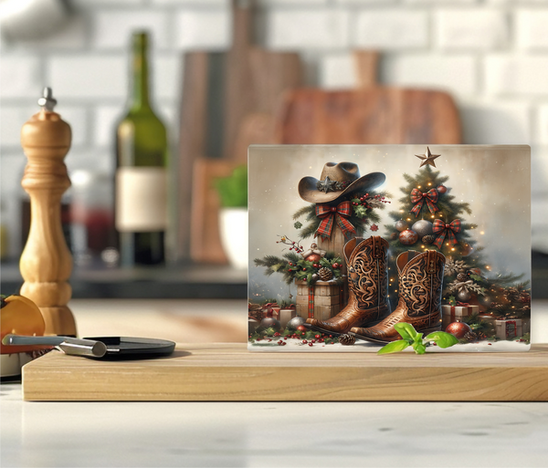 Cowboy Christmas - Cutting Board - Sublimation Transfer