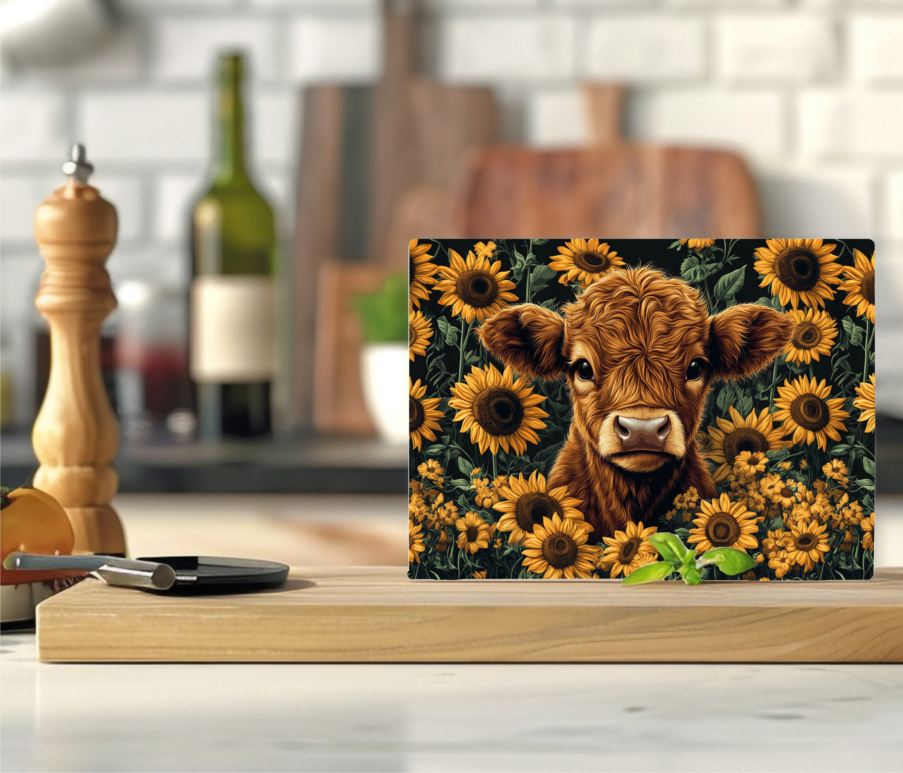 Country Cow & Sunflowers - Cutting Board - Sublimation Transfer