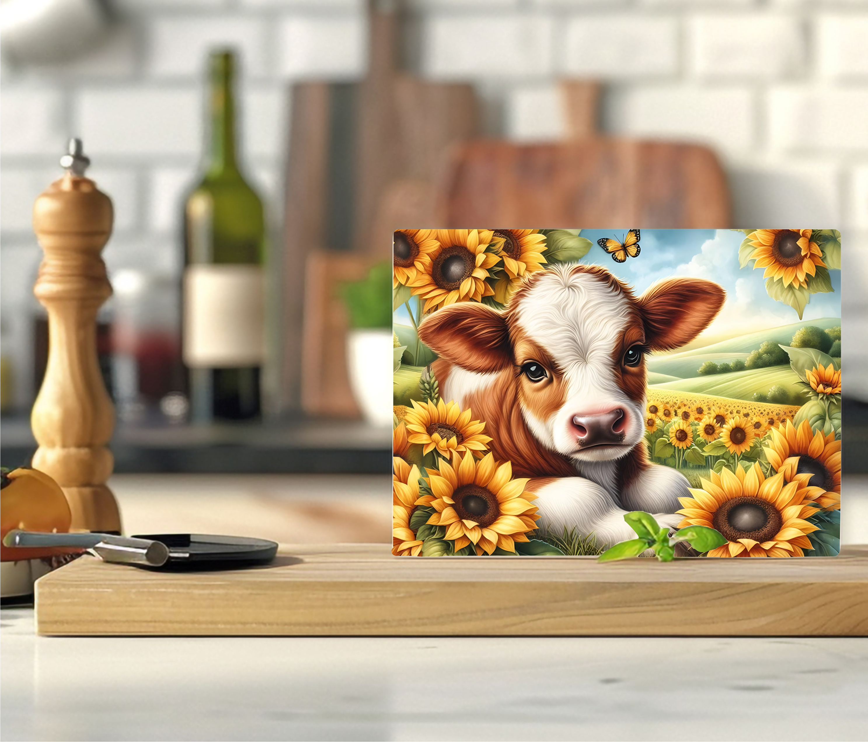 Calf Laying In Field - Cutting Board - Sublimation Transfer