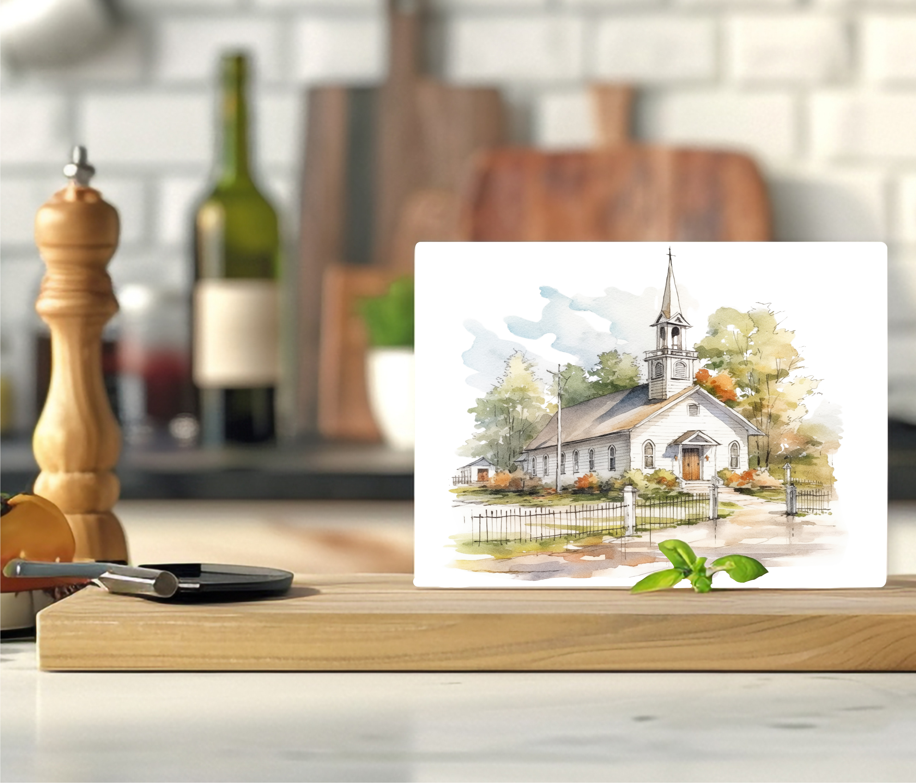 Wintery Church - Cutting Board - Sublimation Transfer