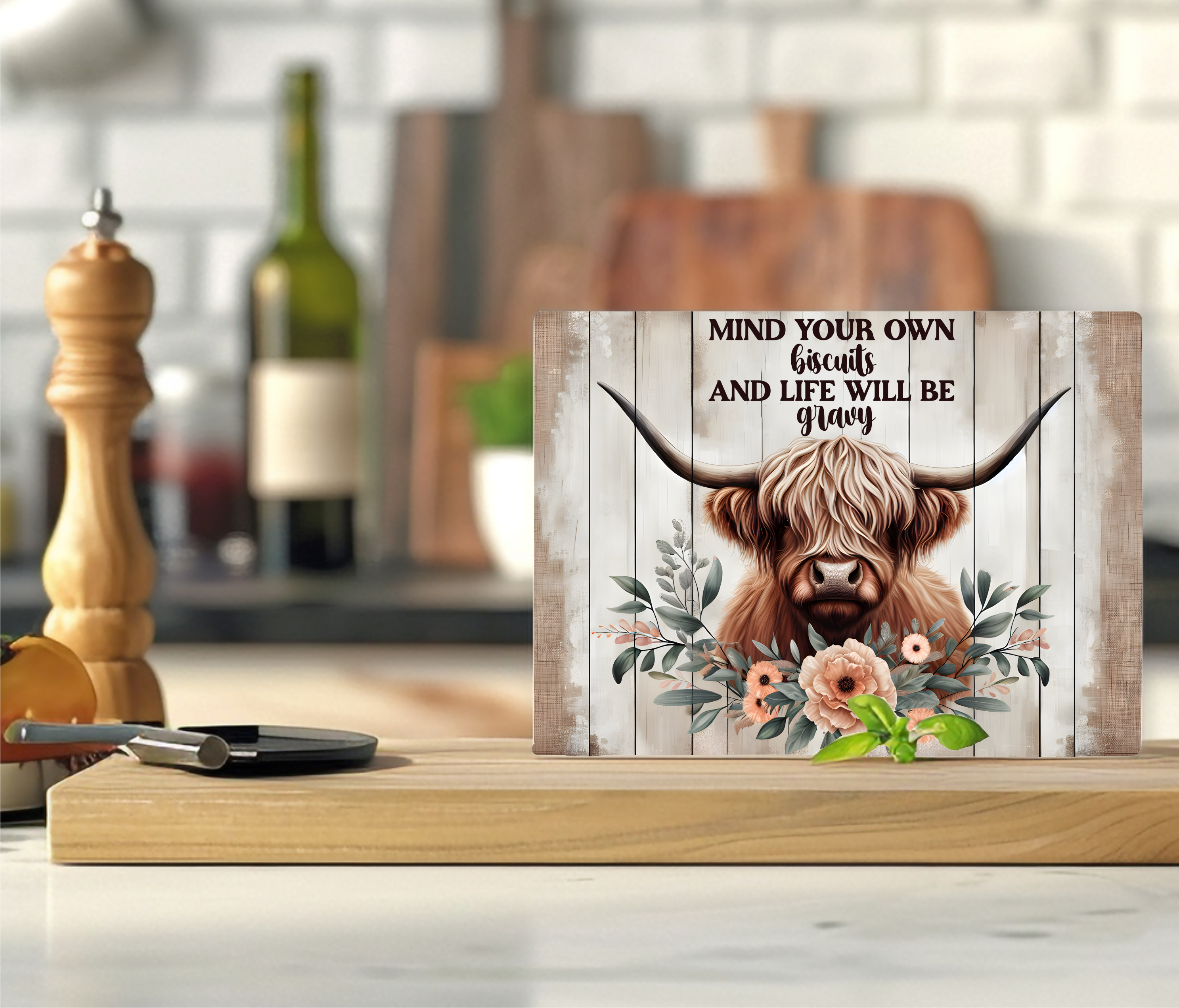 Mind Your Own Biscuits & Life Will Be Gravy - Cutting Board - Sublimation Transfer