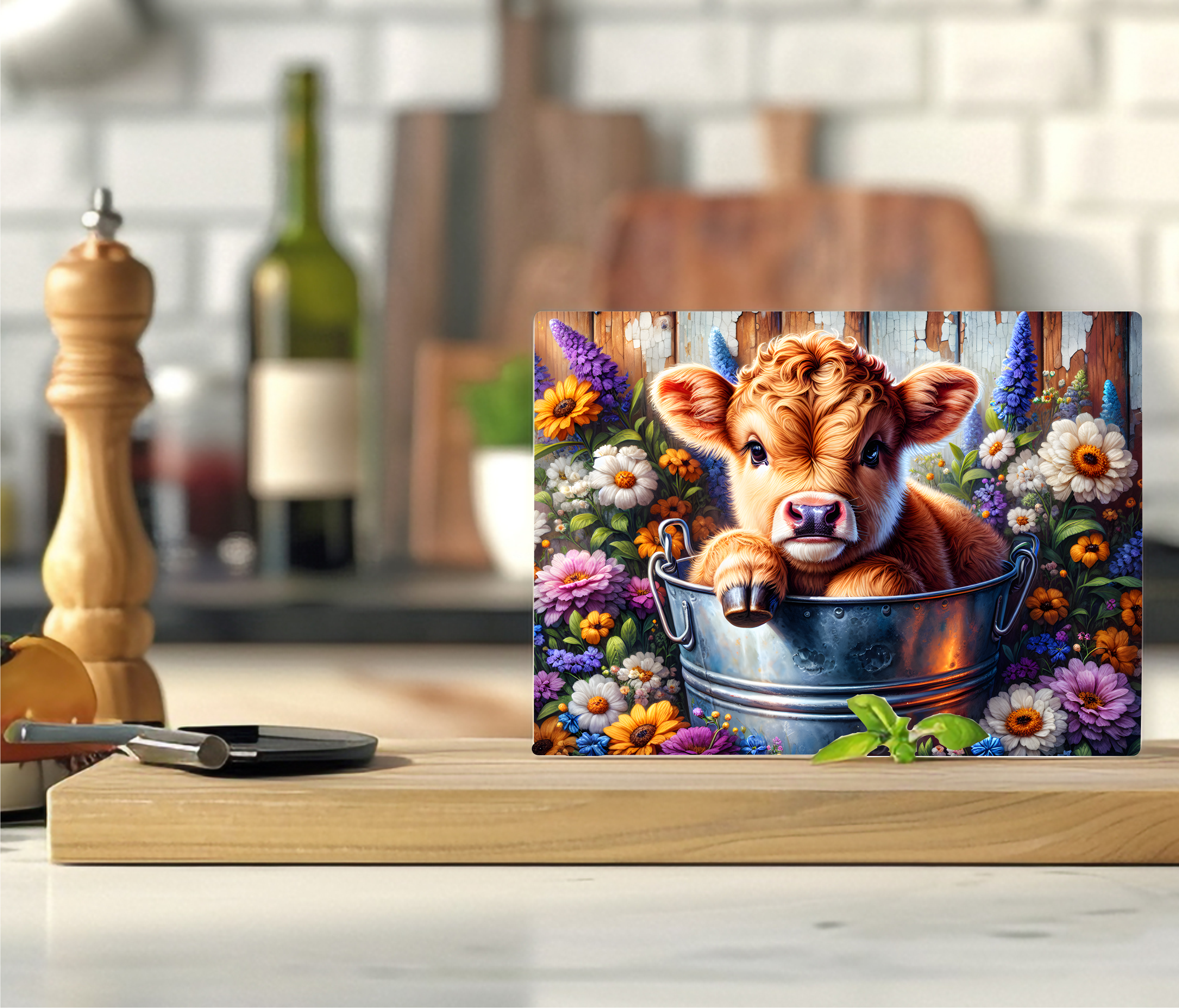 Baby Cow In Tub - Cutting Board - Sublimation Transfer