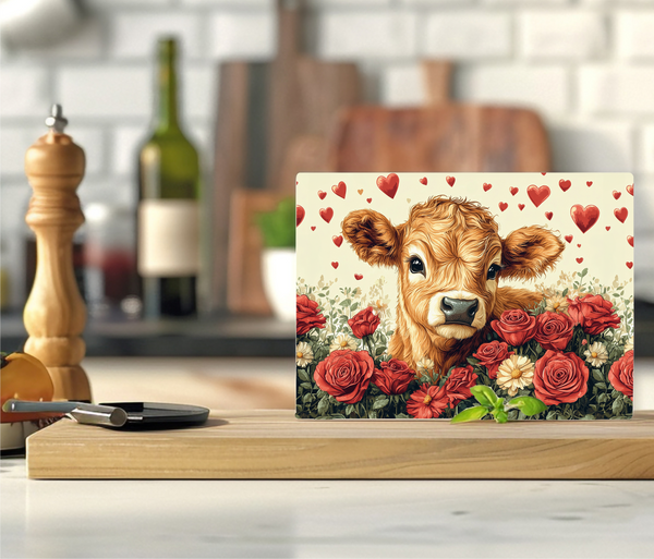Country Cow & Roses - Cutting Board - Sublimation Transfer