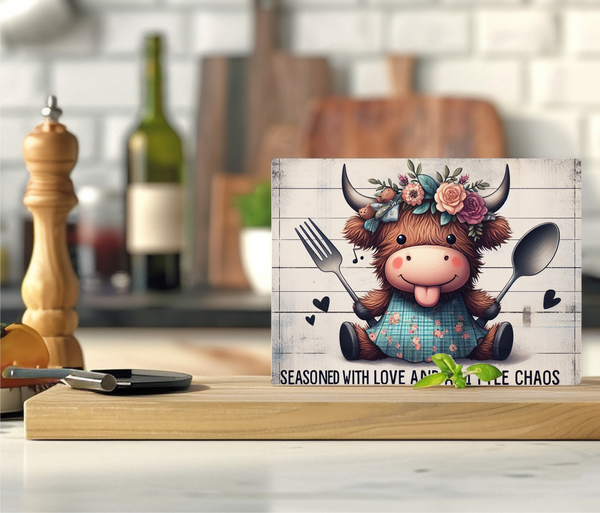 Seasoned With Love & A Little Chaos - Cutting Board - Sublimation Transfer