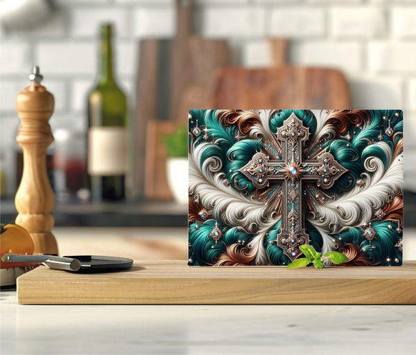 Feather Cross - Cutting Board - Sublimation Transfer
