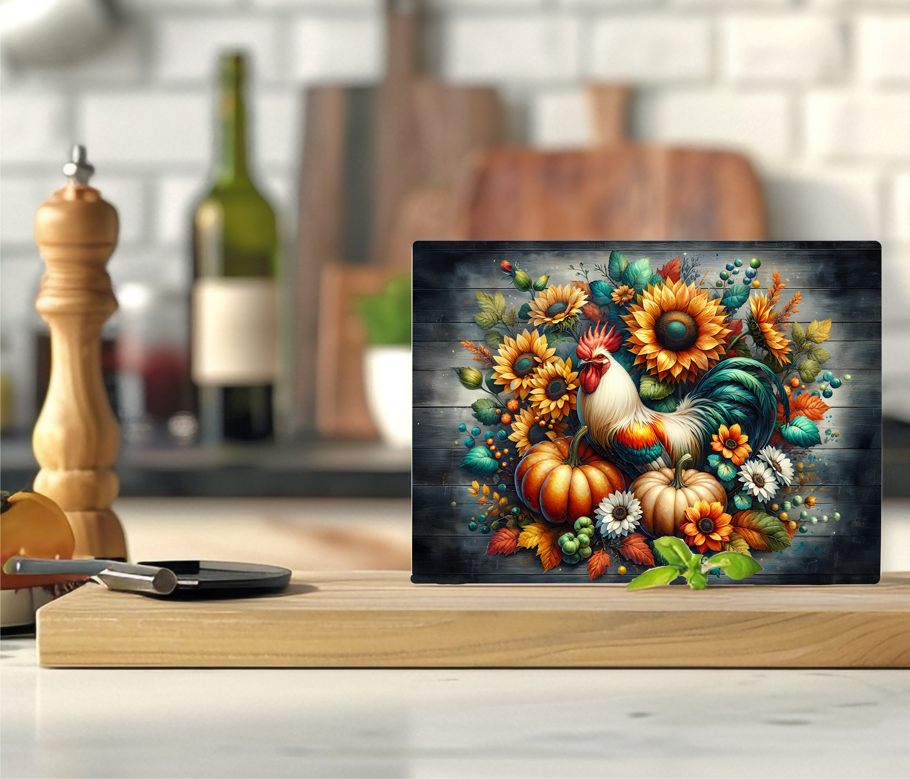 Autumn Rooster - Cutting Board - Sublimation Transfer