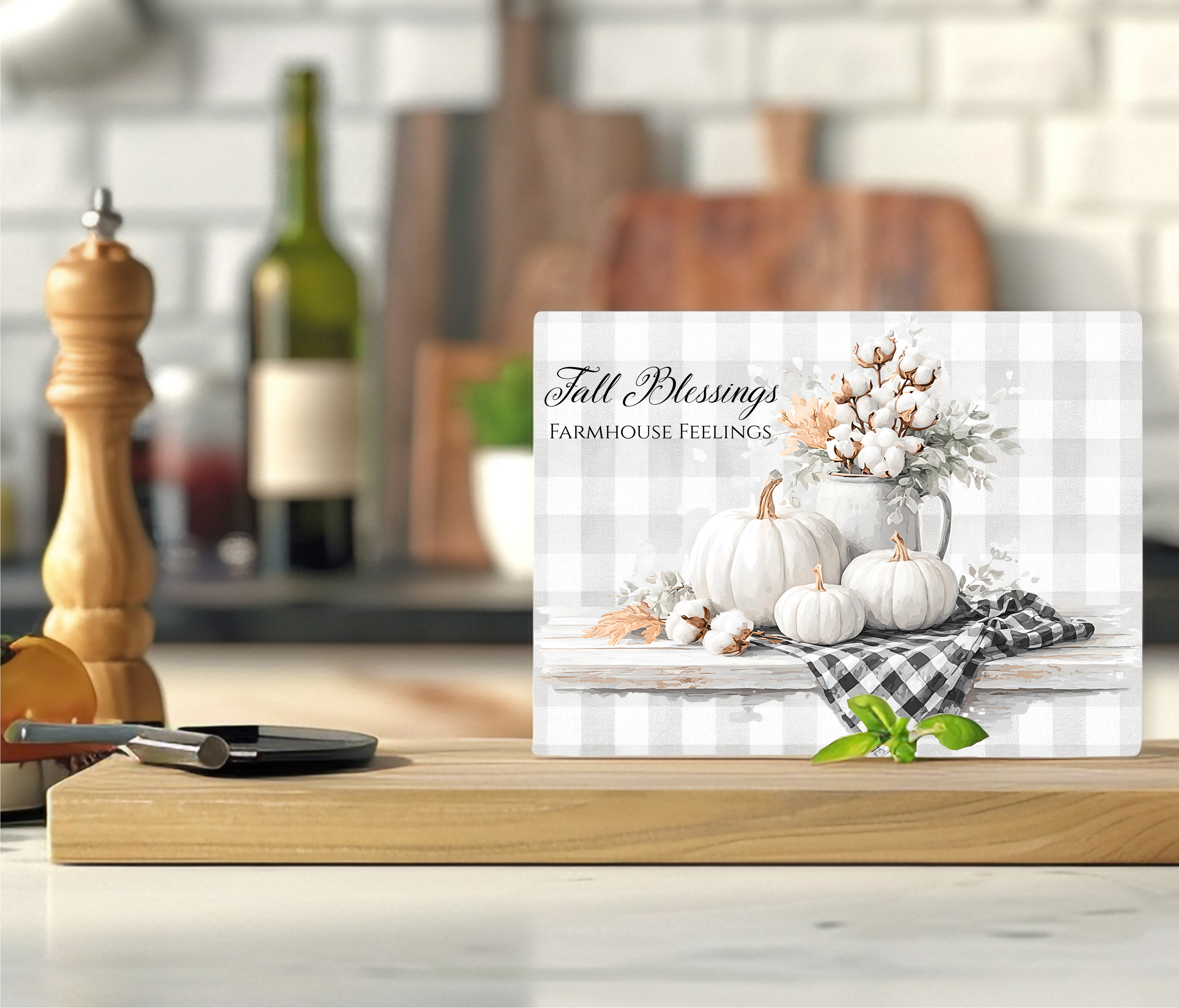 Fall Blessings, Farmhouse Feelings - Cutting Board - Sublimation Transfer