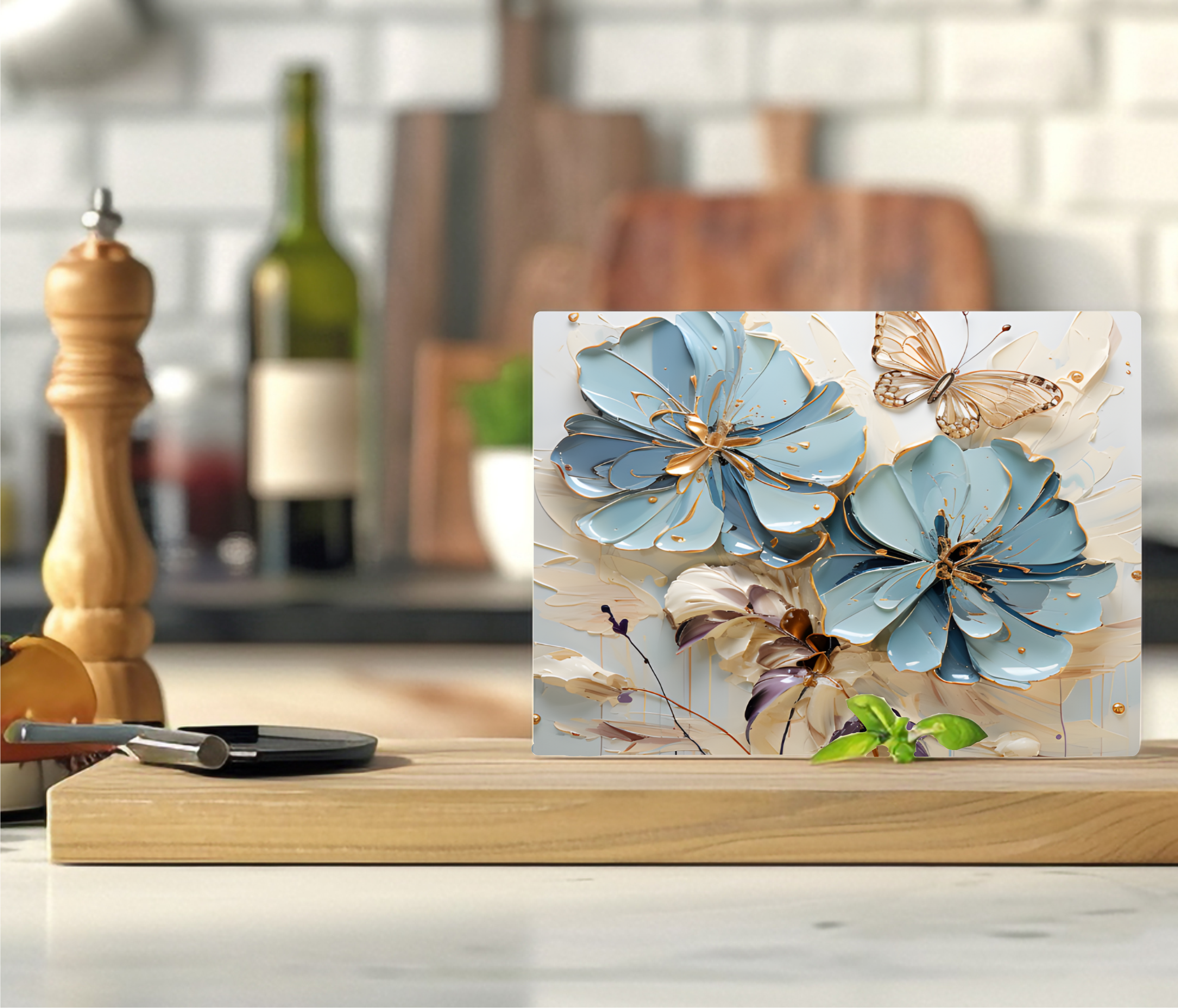 Floral With Gold Trim - Cutting Board - Sublimation Transfer