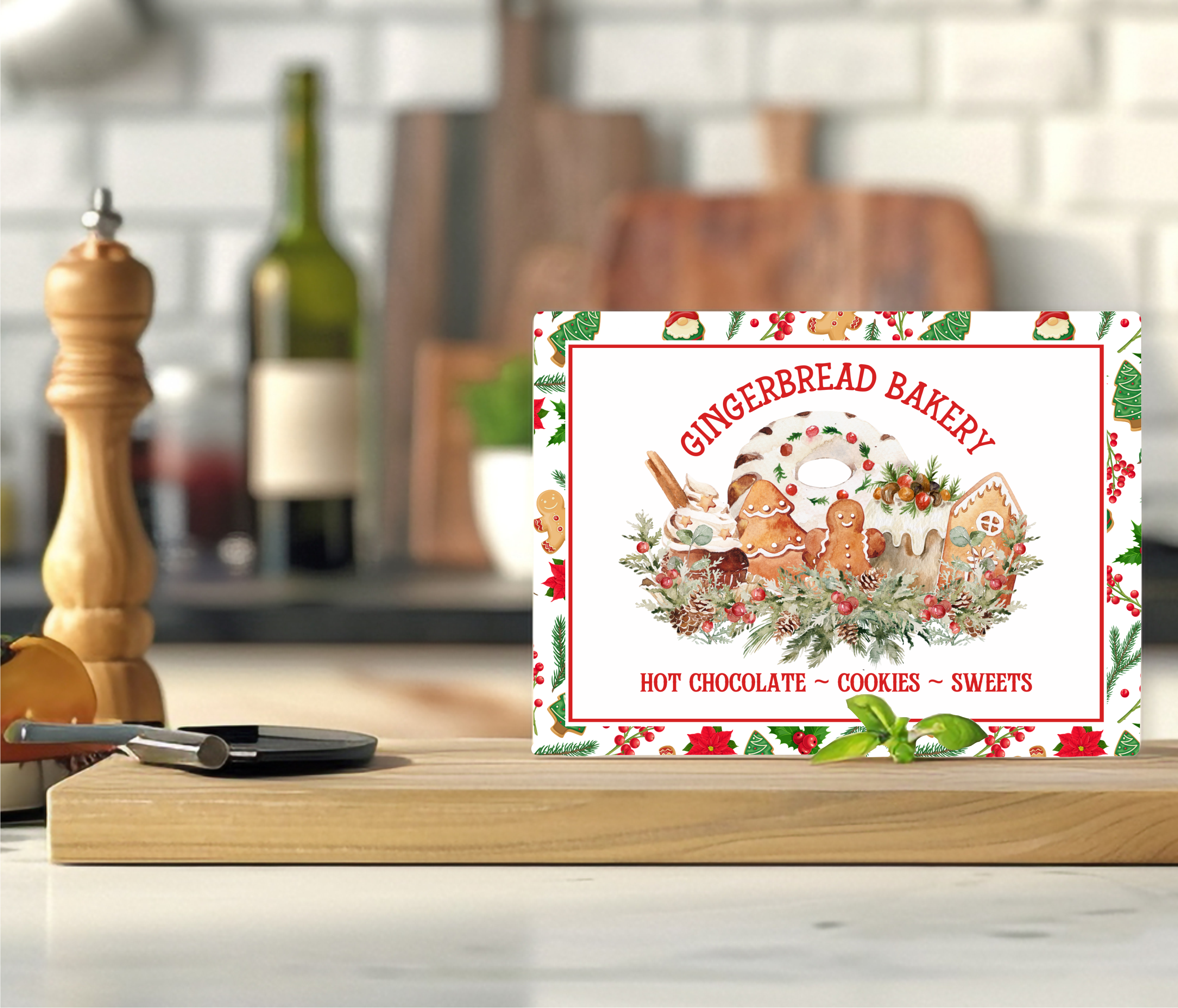 Gingerbread Bakery - Cutting Board - Sublimation Transfer
