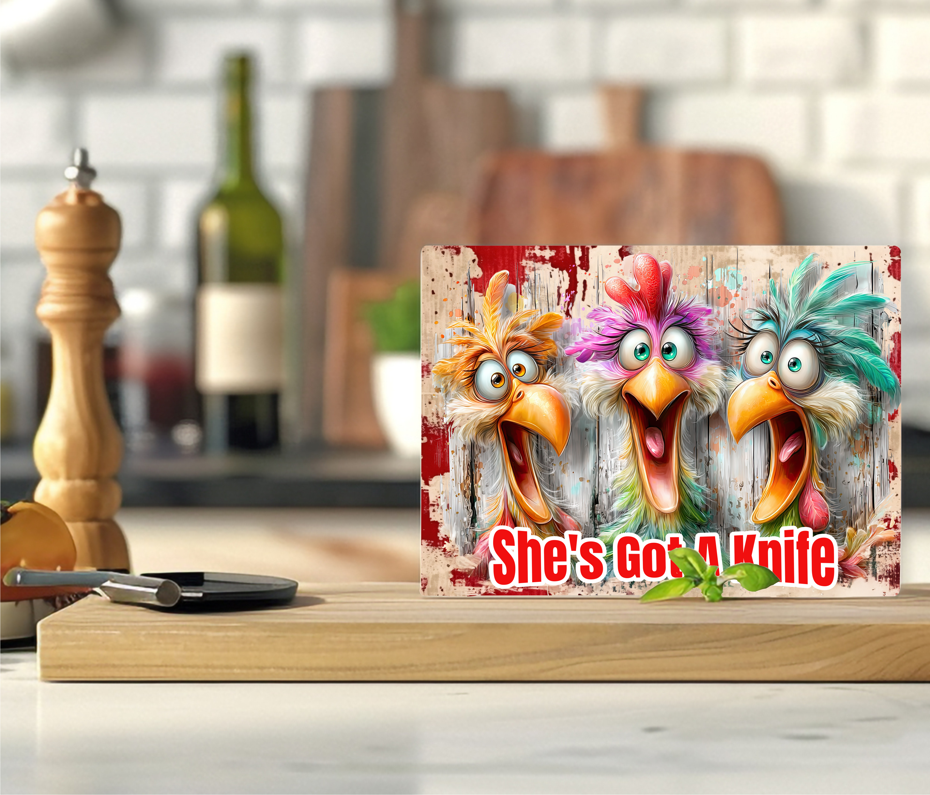She's Got A Knife - Cutting Board - Sublimation Transfer