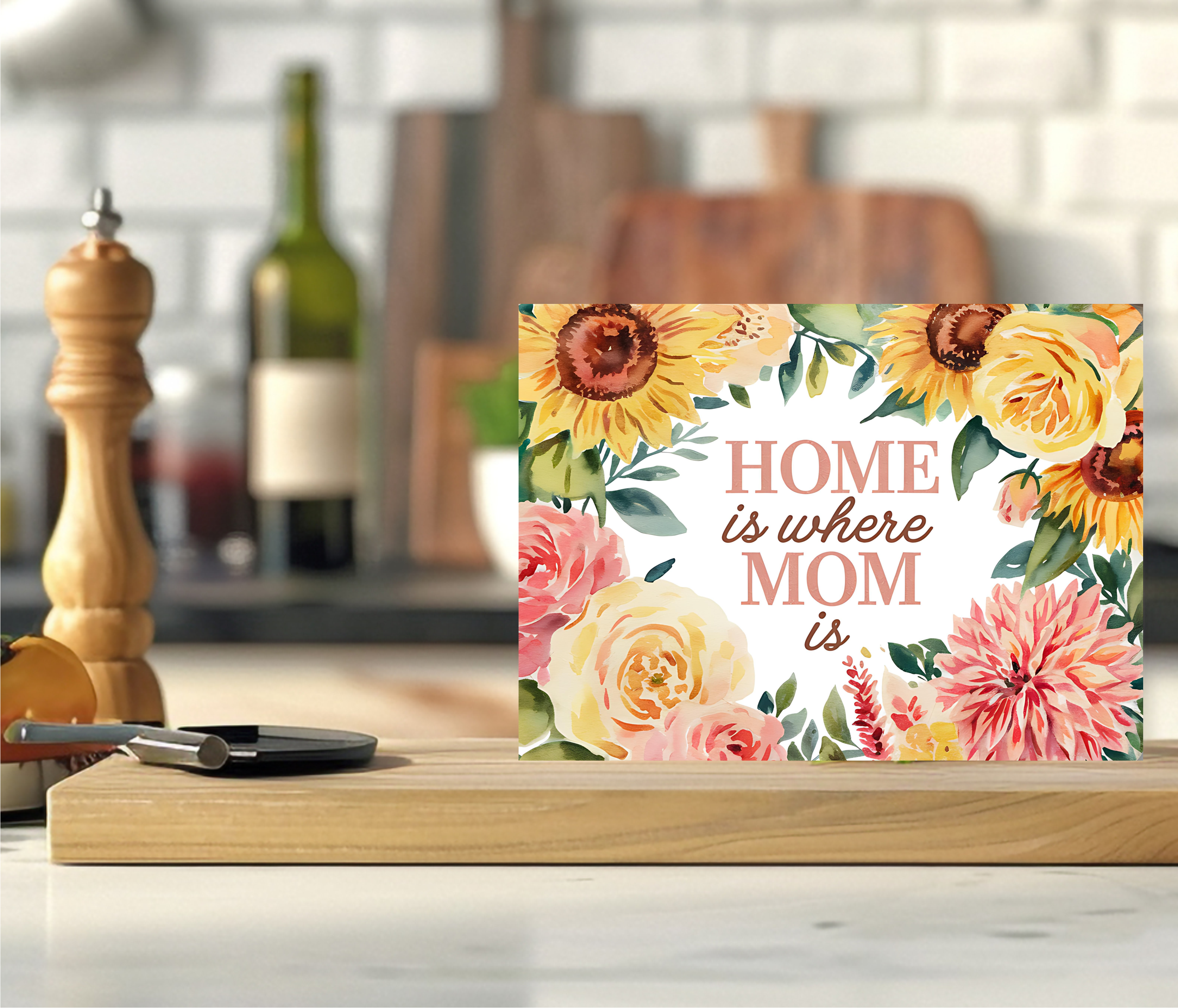 Home Is Where Mom Is - Cutting Board - Sublimation Transfer