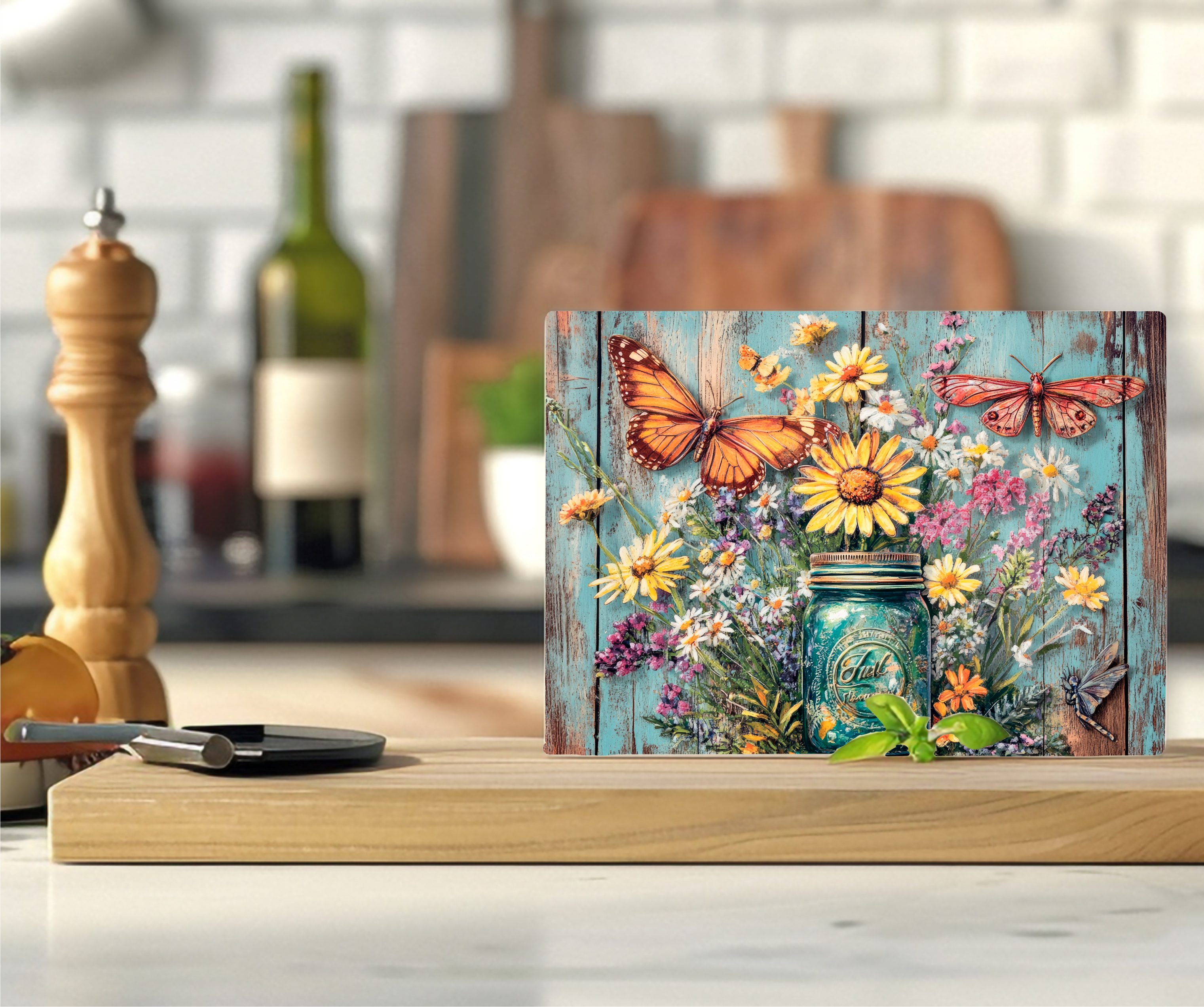 Rustic Mason Jar - Cutting Board - Sublimation Transfer