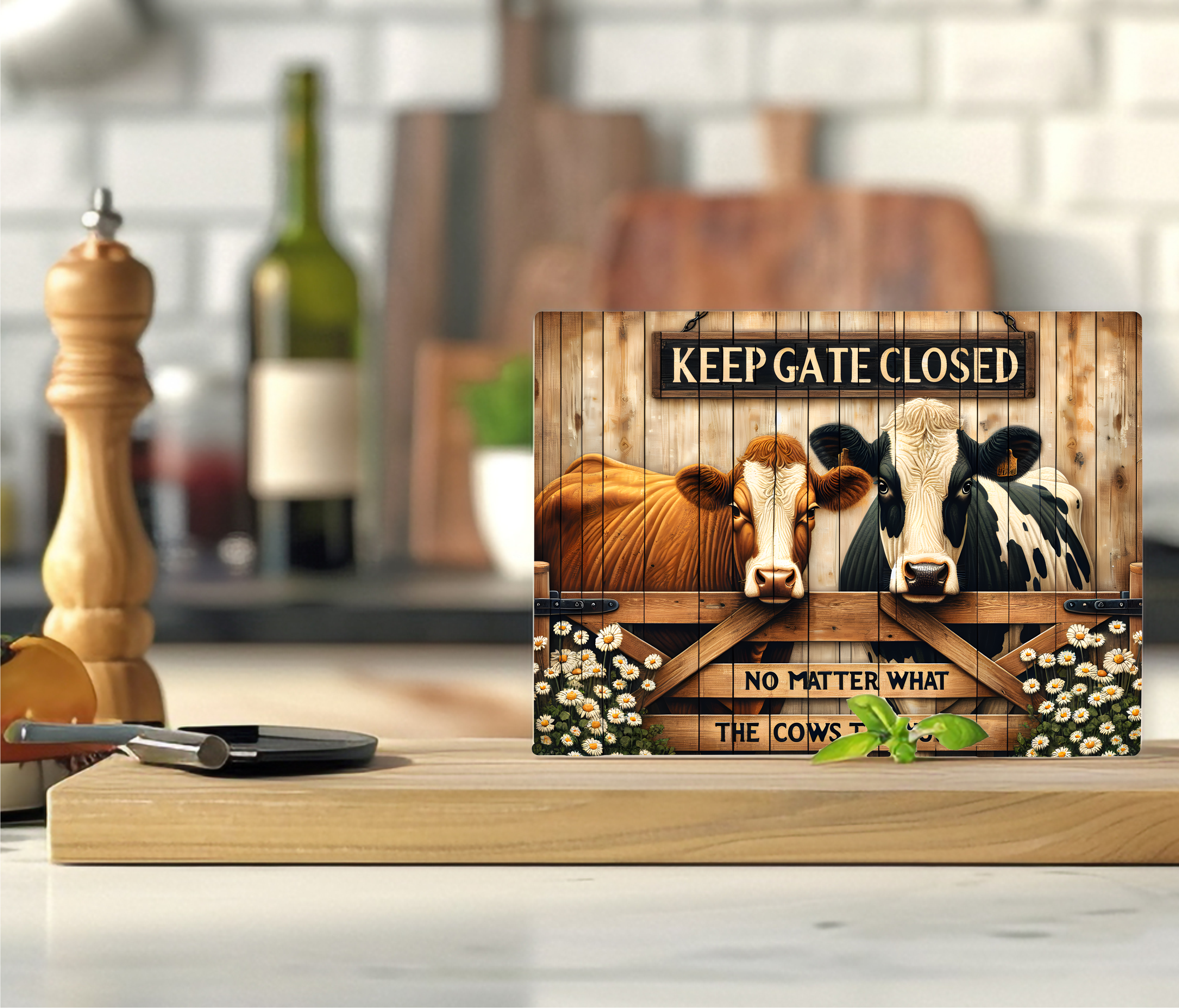 Keep Gate Closed. No Matter What The Cows Tell You - Cutting Board - Sublimation Transfer