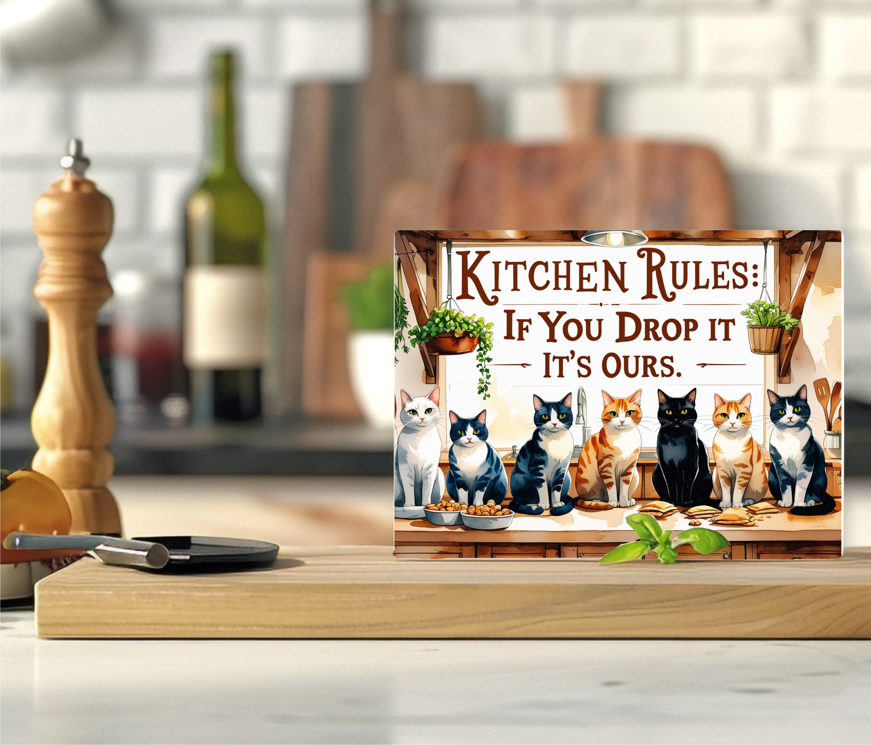 Cat Kitchen Rules - Cutting Board - Sublimation Transfer