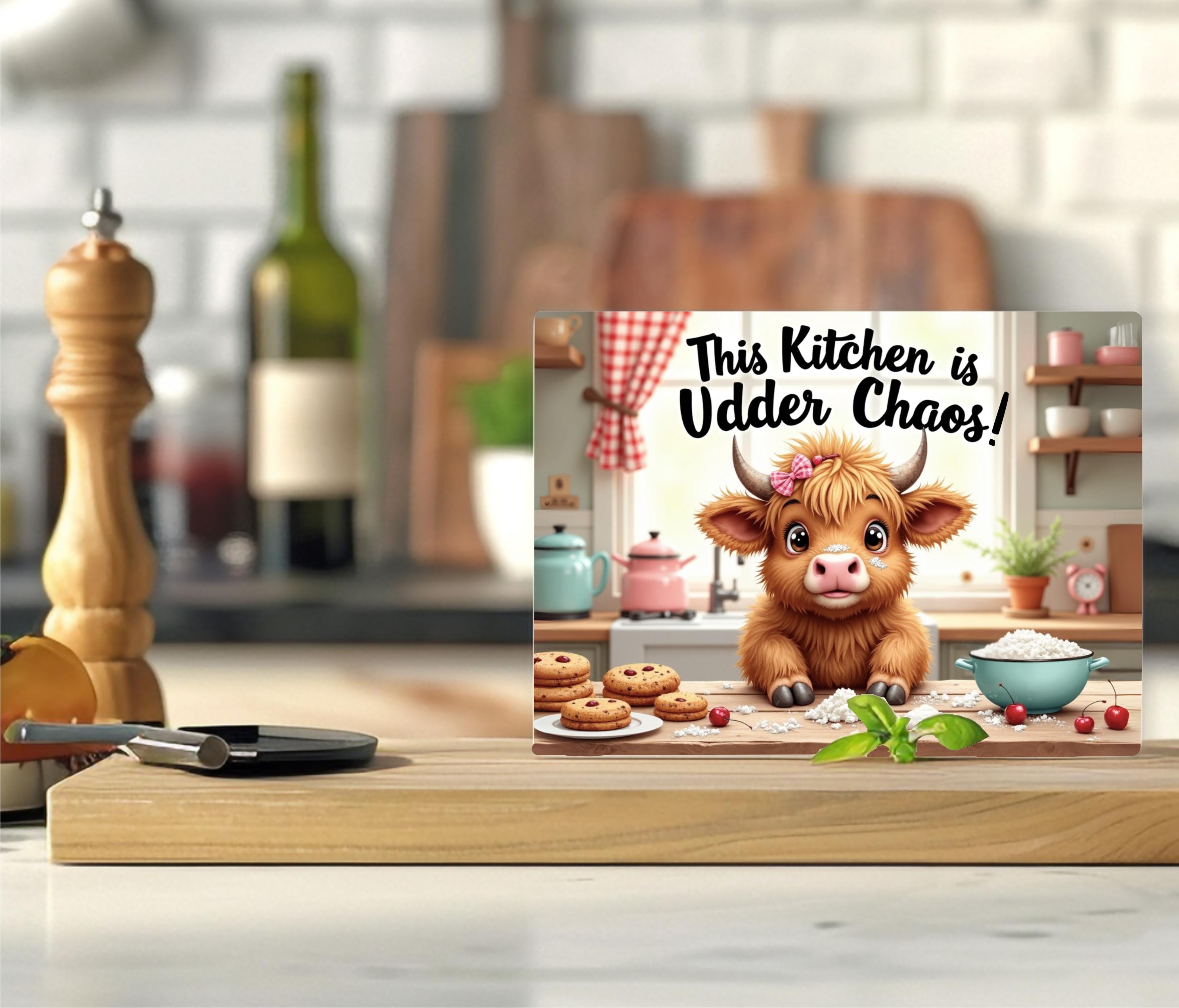 This Kitchen Is Udder Chaos - Cutting Board - Sublimation Transfer