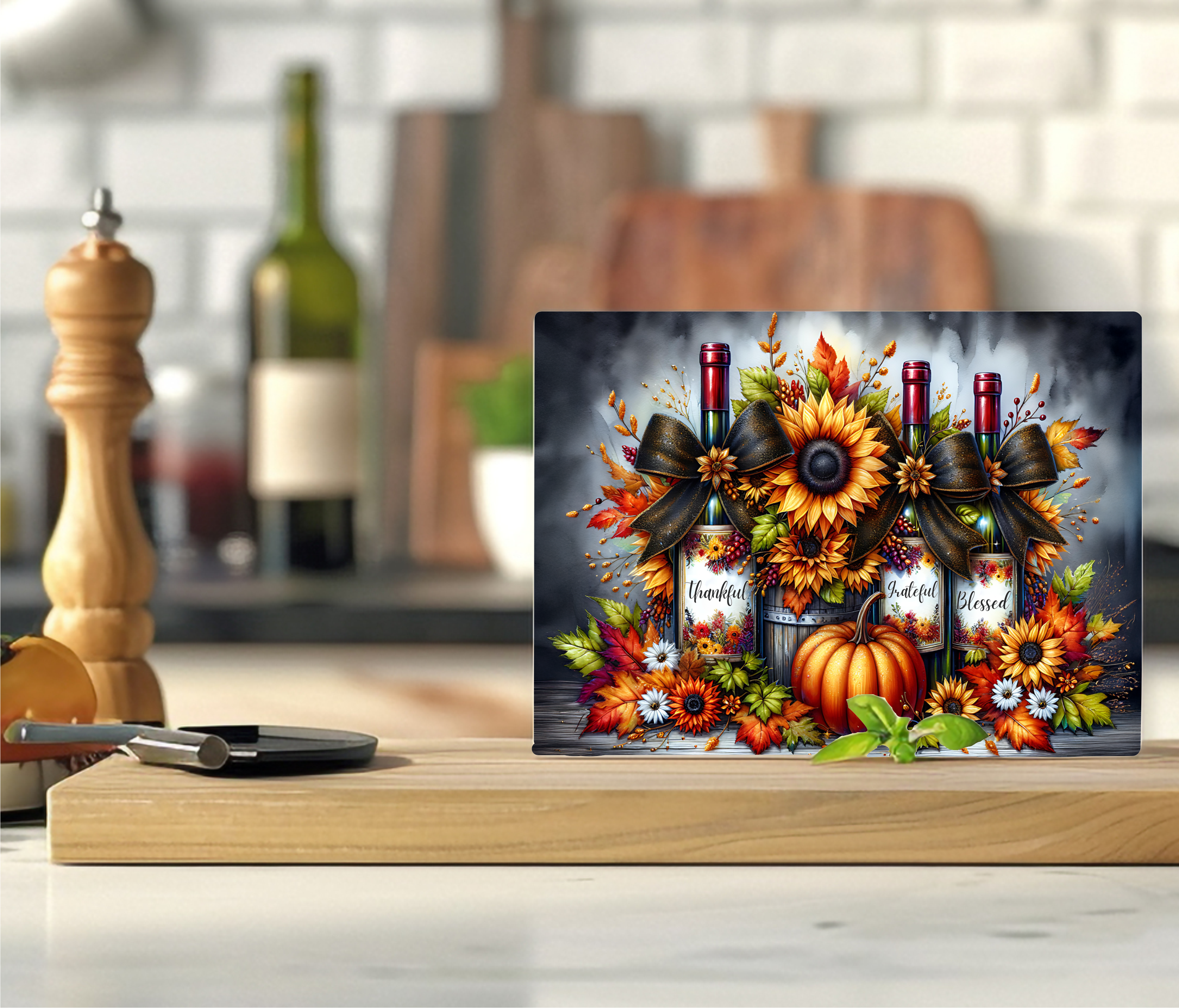 Autumn Wine Bottles - Cutting Board - Sublimation Transfer