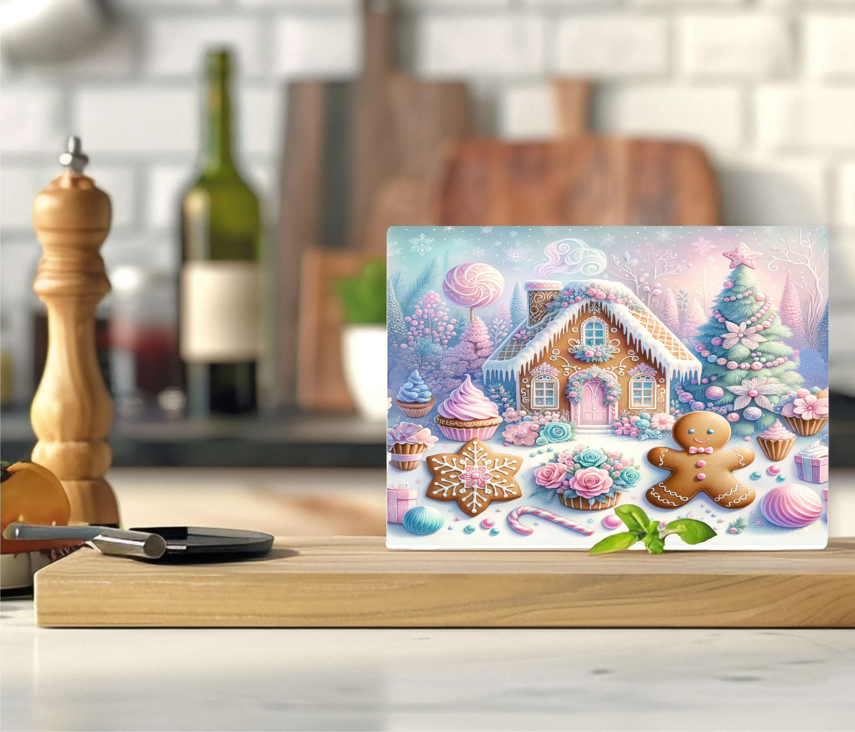 Pastel Gingerbread House - Cutting Board - Sublimation Transfer