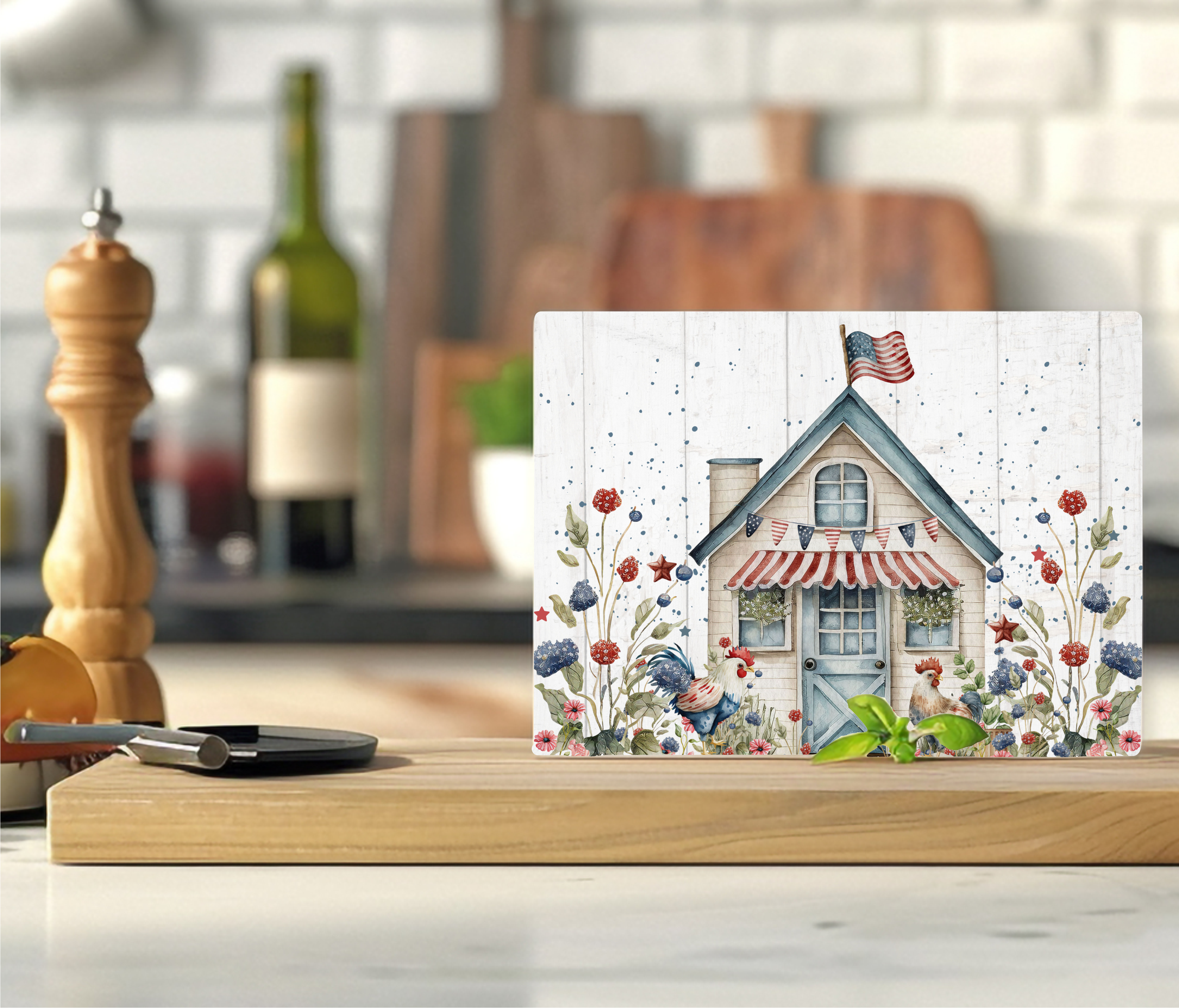 Patriotic Cottage - Cutting Board - Sublimation Transfer