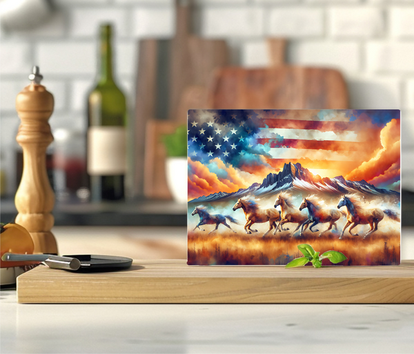 Patriotic Running Horses - Cutting Board - Sublimation Transfer