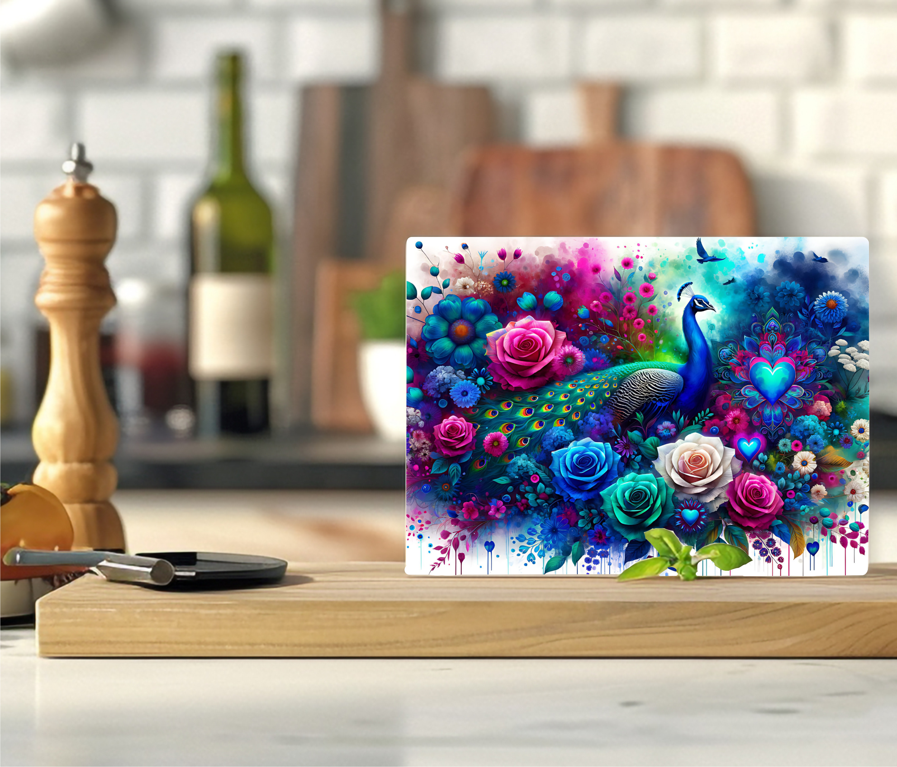 Vibrant Peacock - Cutting Board - Sublimation Transfer