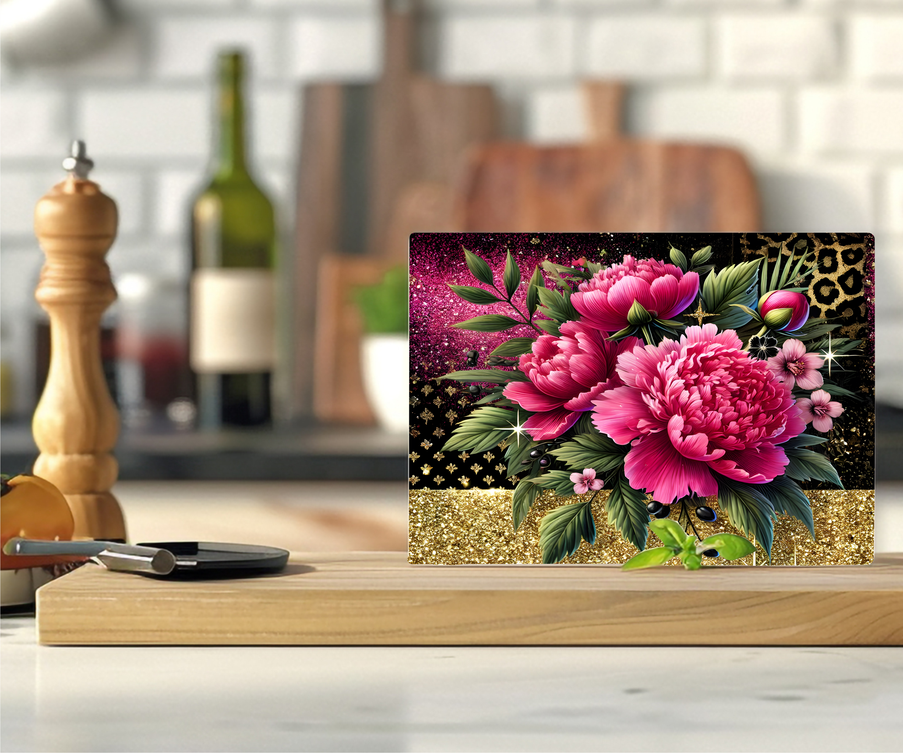 Peony Bling - Cutting Board - Sublimation Transfer