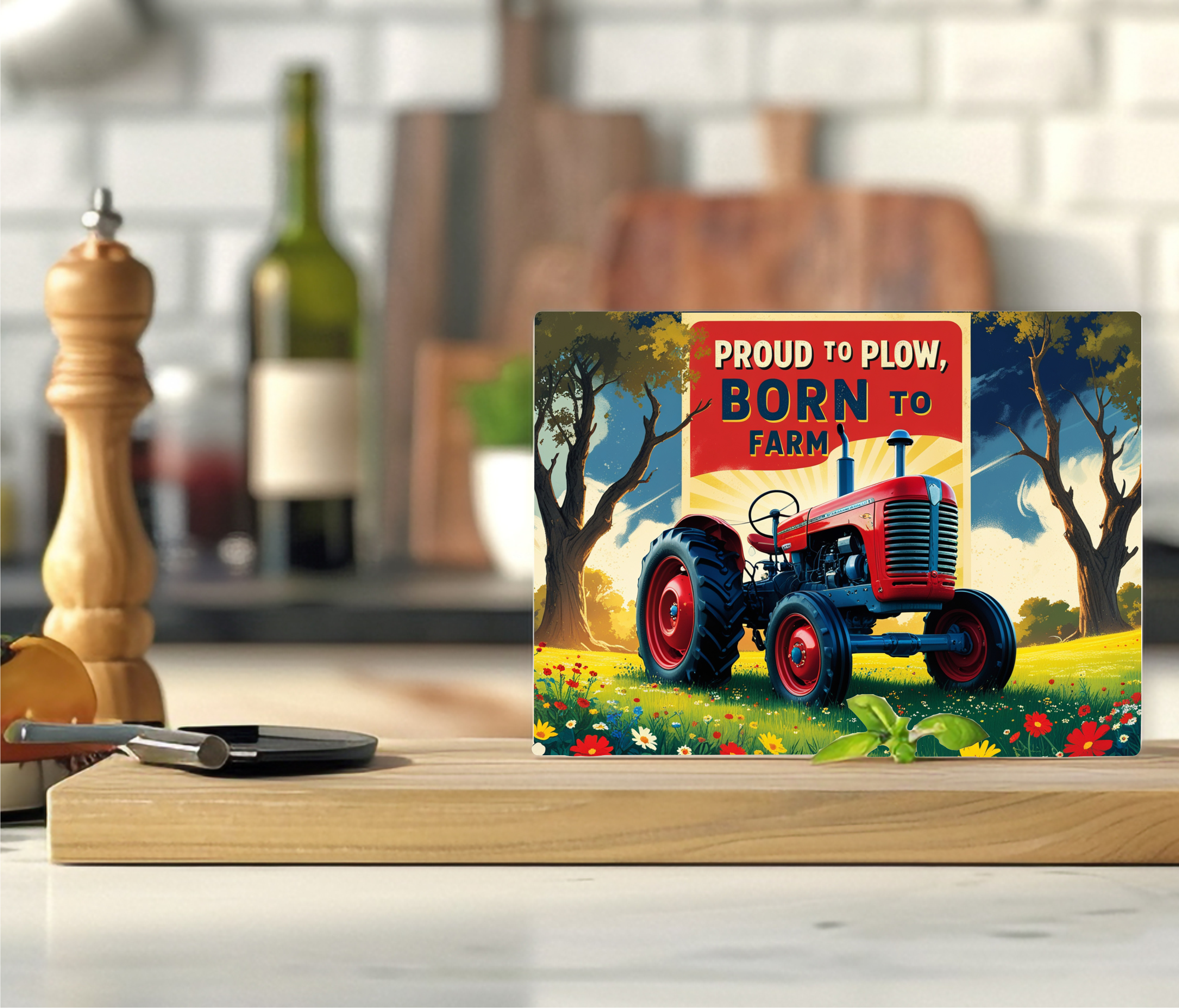 Proud To Plow, Born To Farm - Cutting Board - Sublimation Transfer