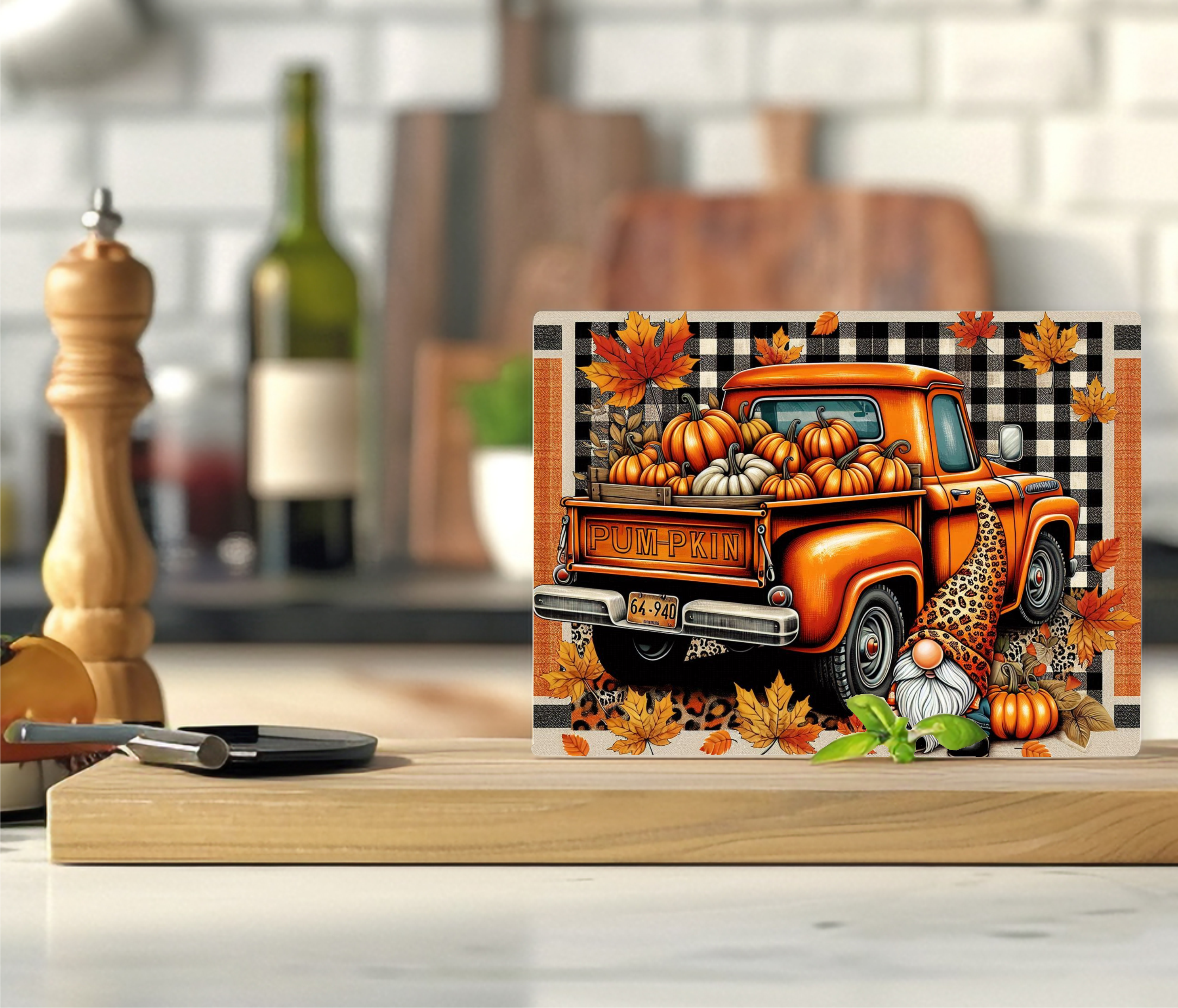 Vintage Truck & Gnome - Cutting Board - Sublimation Transfer
