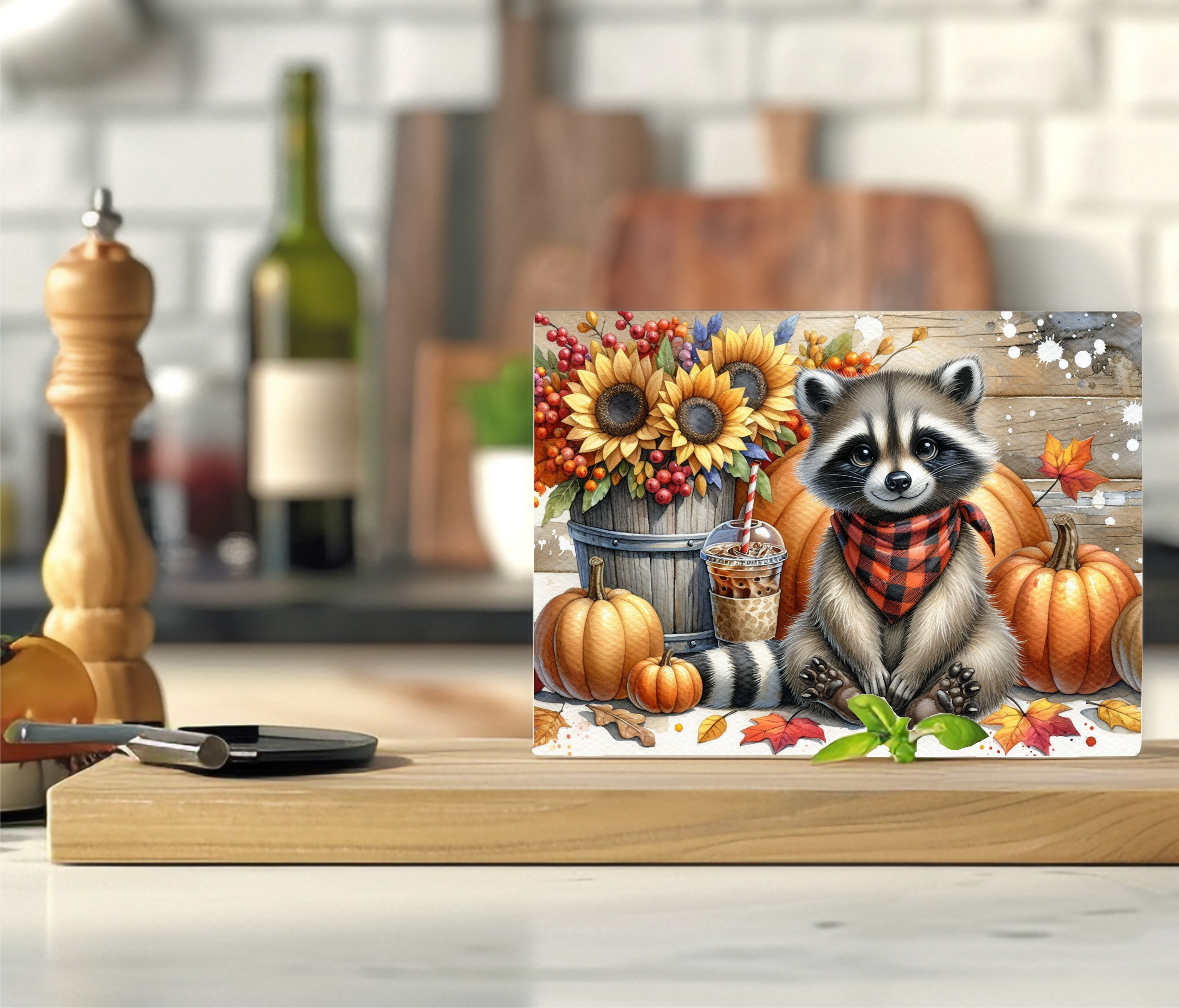 Autumn Raccoon - Cutting Board - Sublimation Transfer