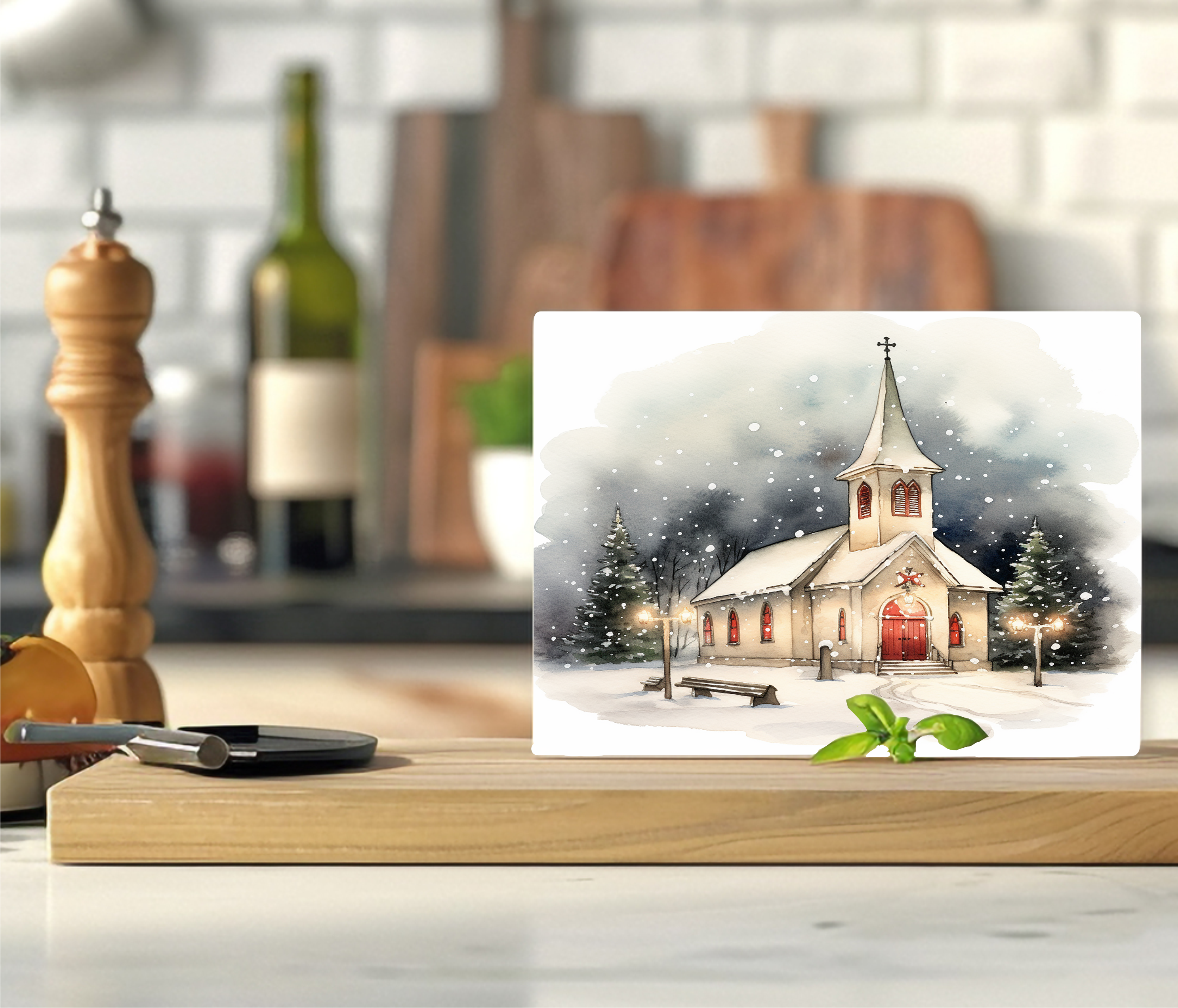 Christmas Church - Cutting Board - Sublimation Transfer