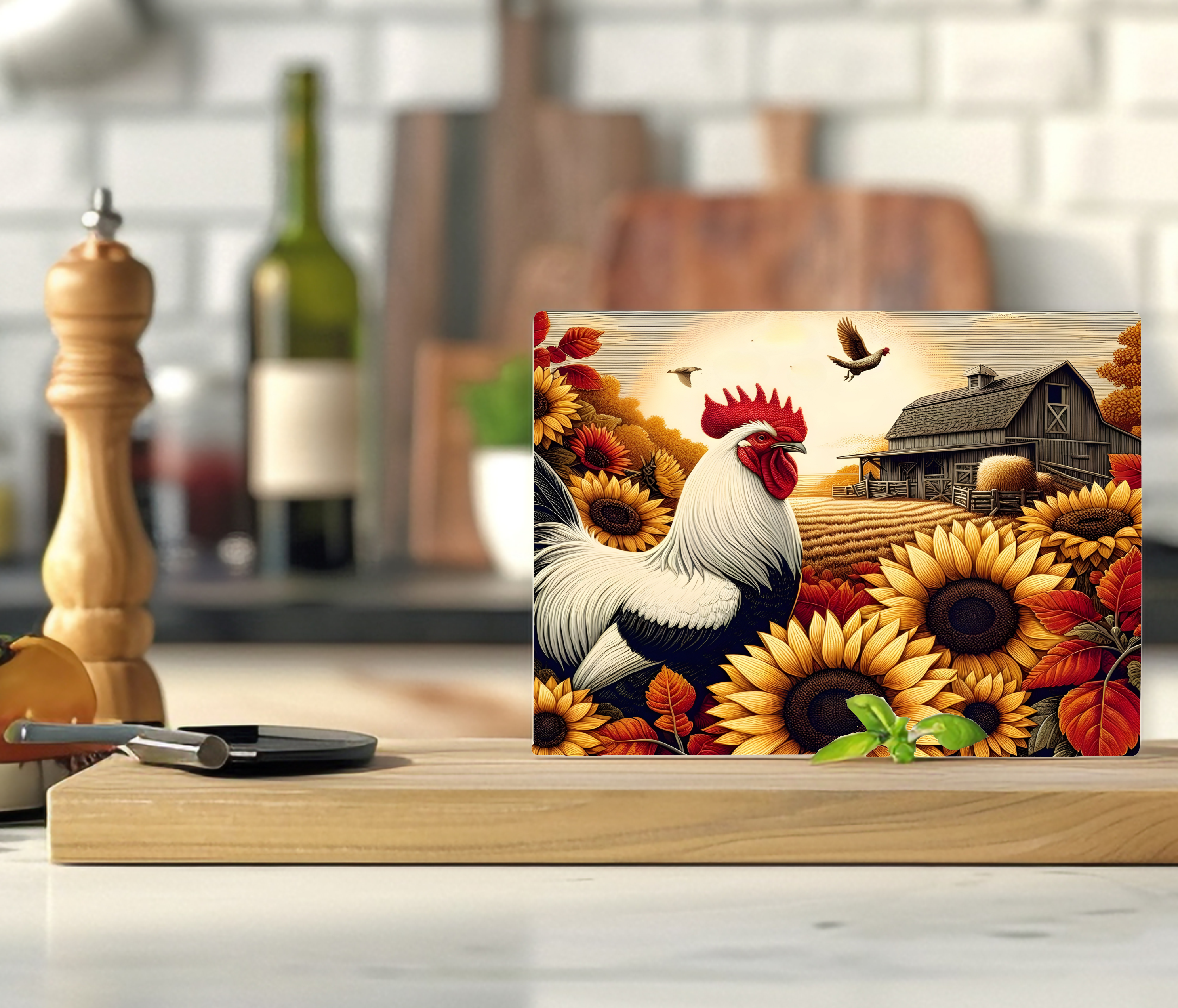 Rooster On The Farm - Cutting Board - Sublimation Transfer