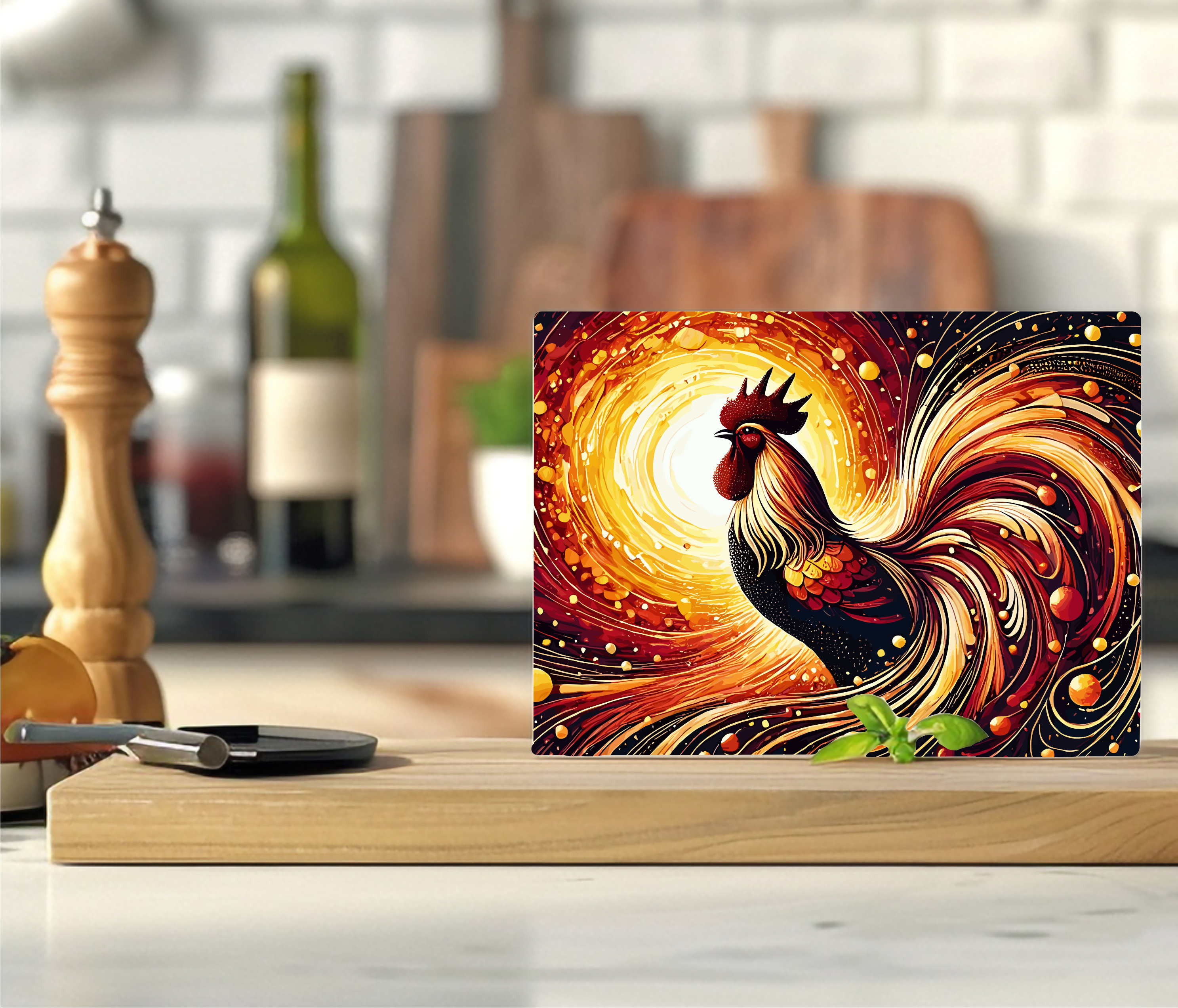 Vibrant Rooster - Cutting Board - Sublimation Transfer