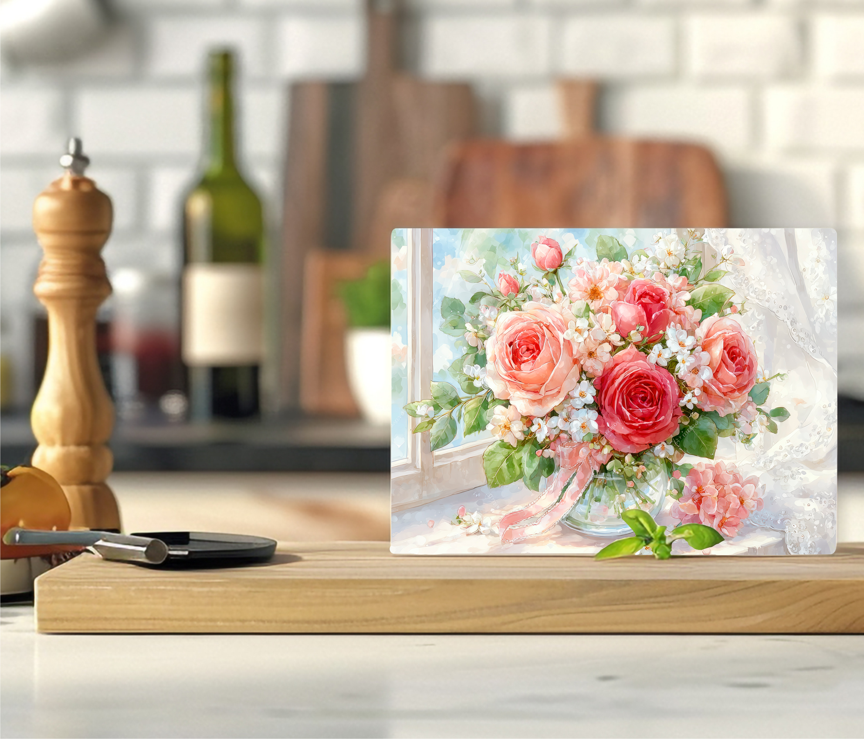 Rose Bouquet - Cutting Board - Sublimation Transfer