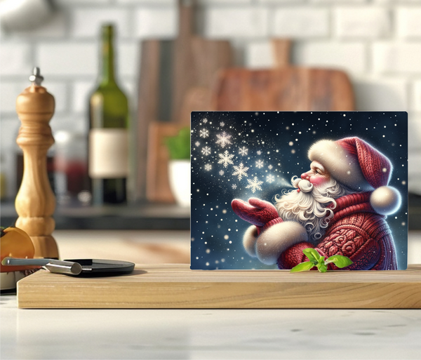 Santa Blowing Snow - Cutting Board - Sublimation Transfer