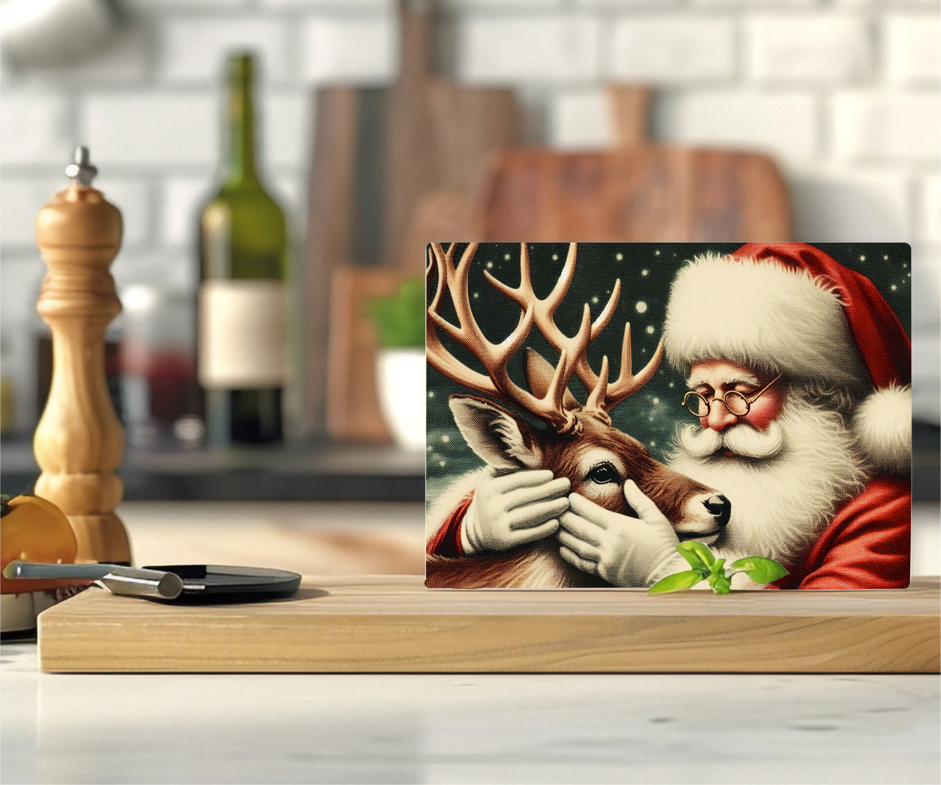 Santa & Reindeer - Cutting Board - Sublimation Transfer