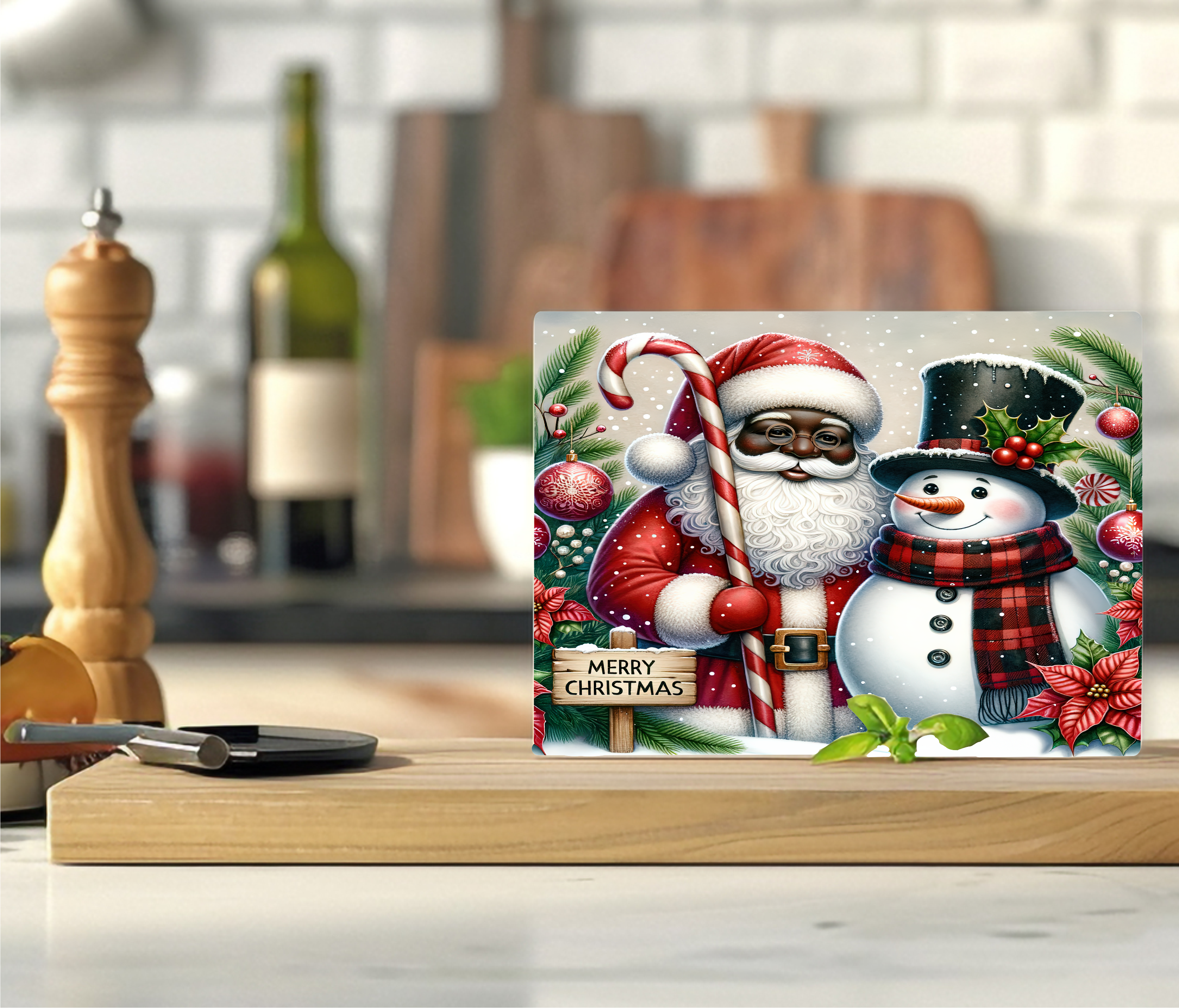 Santa & Snowman - Cutting Board - Sublimation Transfer