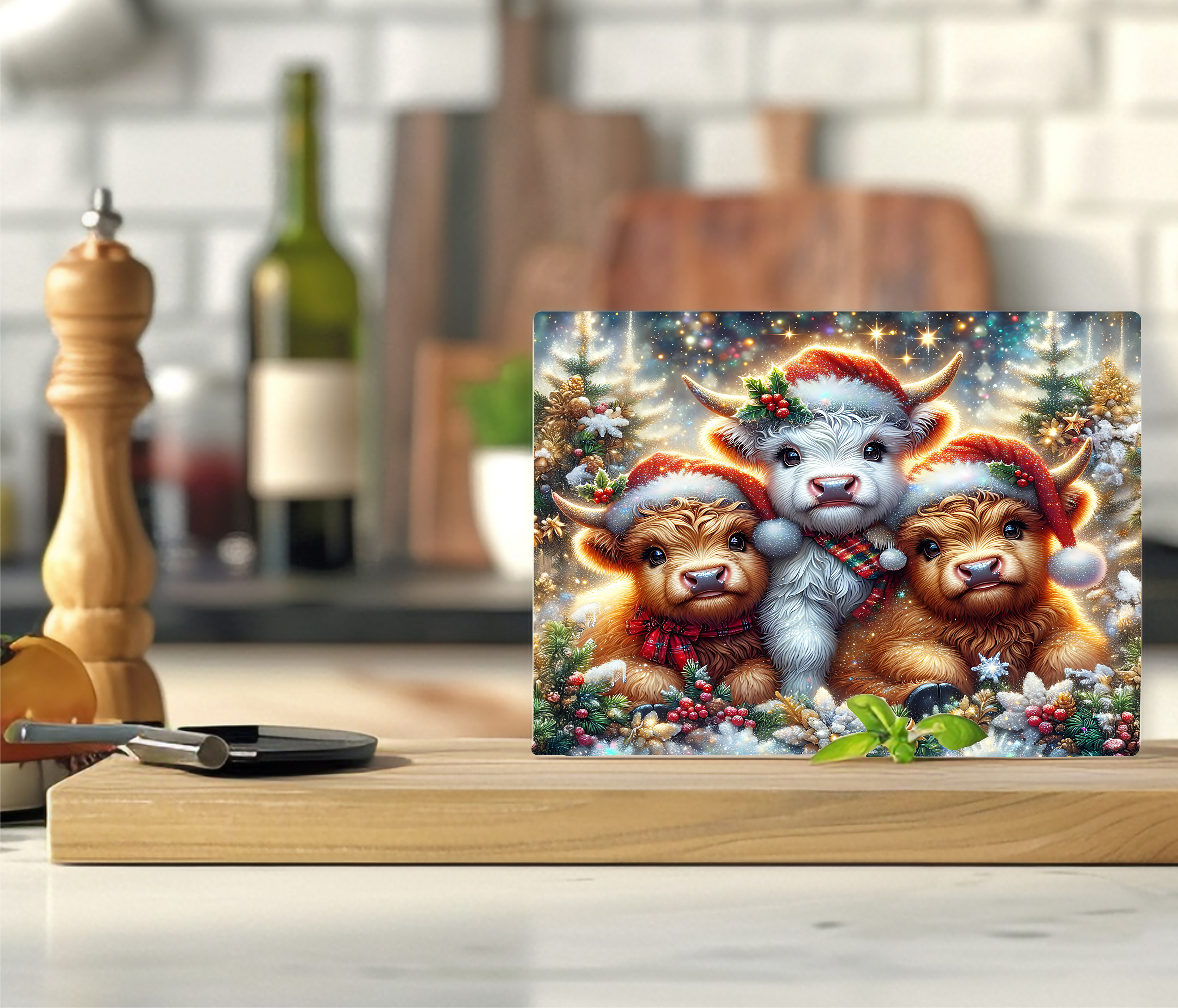 Christmas Cows - Cutting Board - Sublimation Transfer