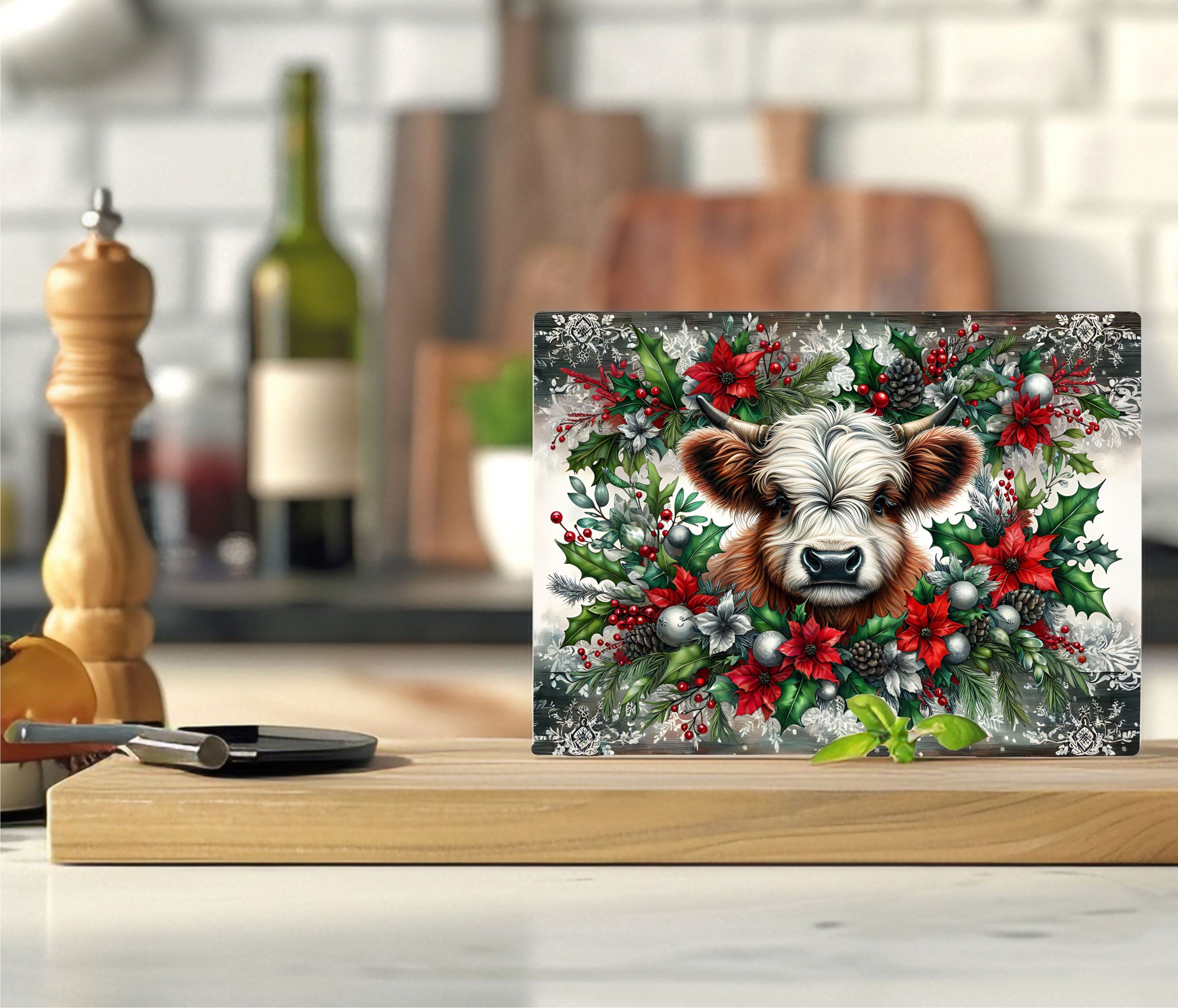 Christmas Cow - Cutting Board - Sublimation Transfer