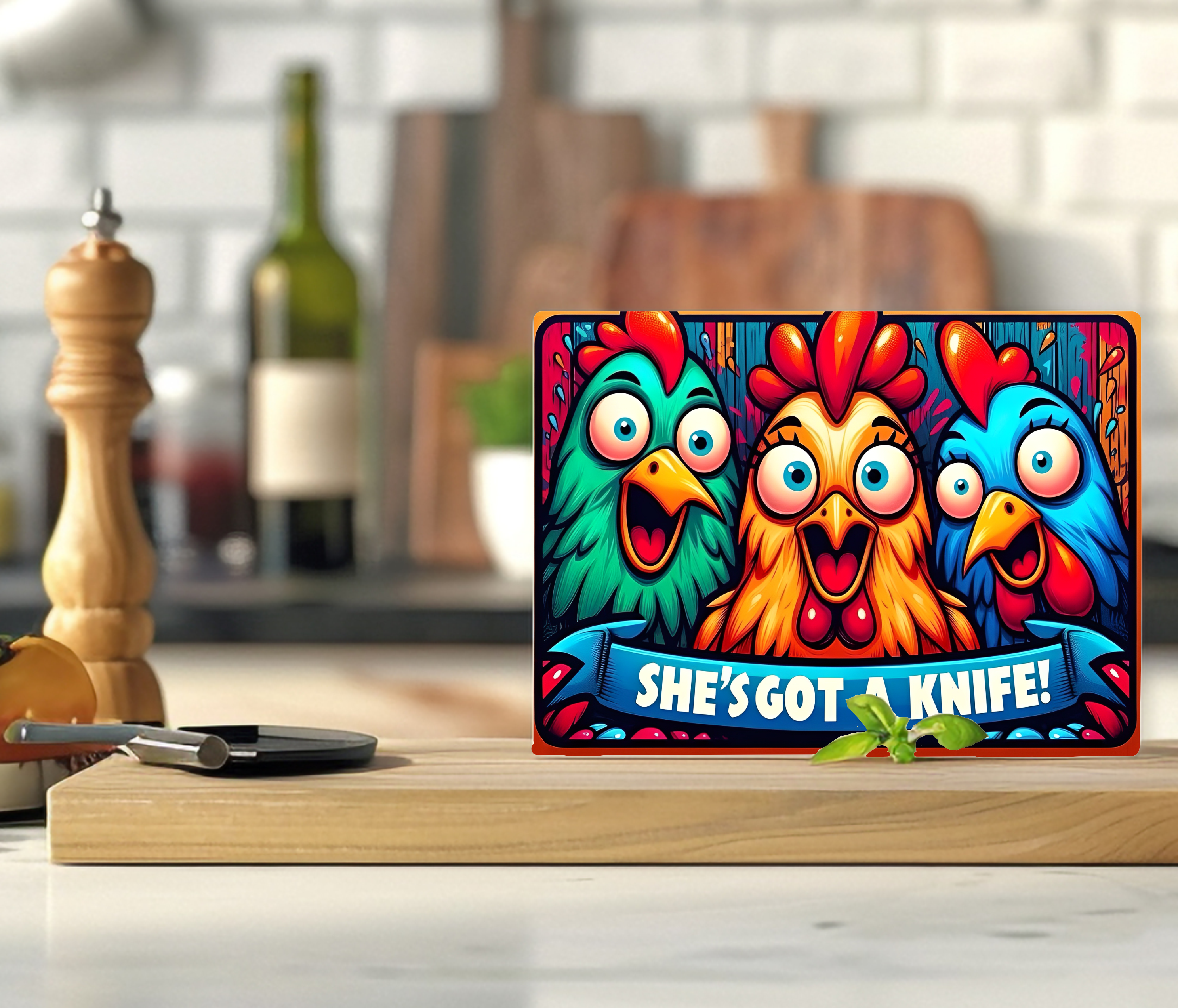 She's Got A Knife - Cutting Board - Sublimation Transfer