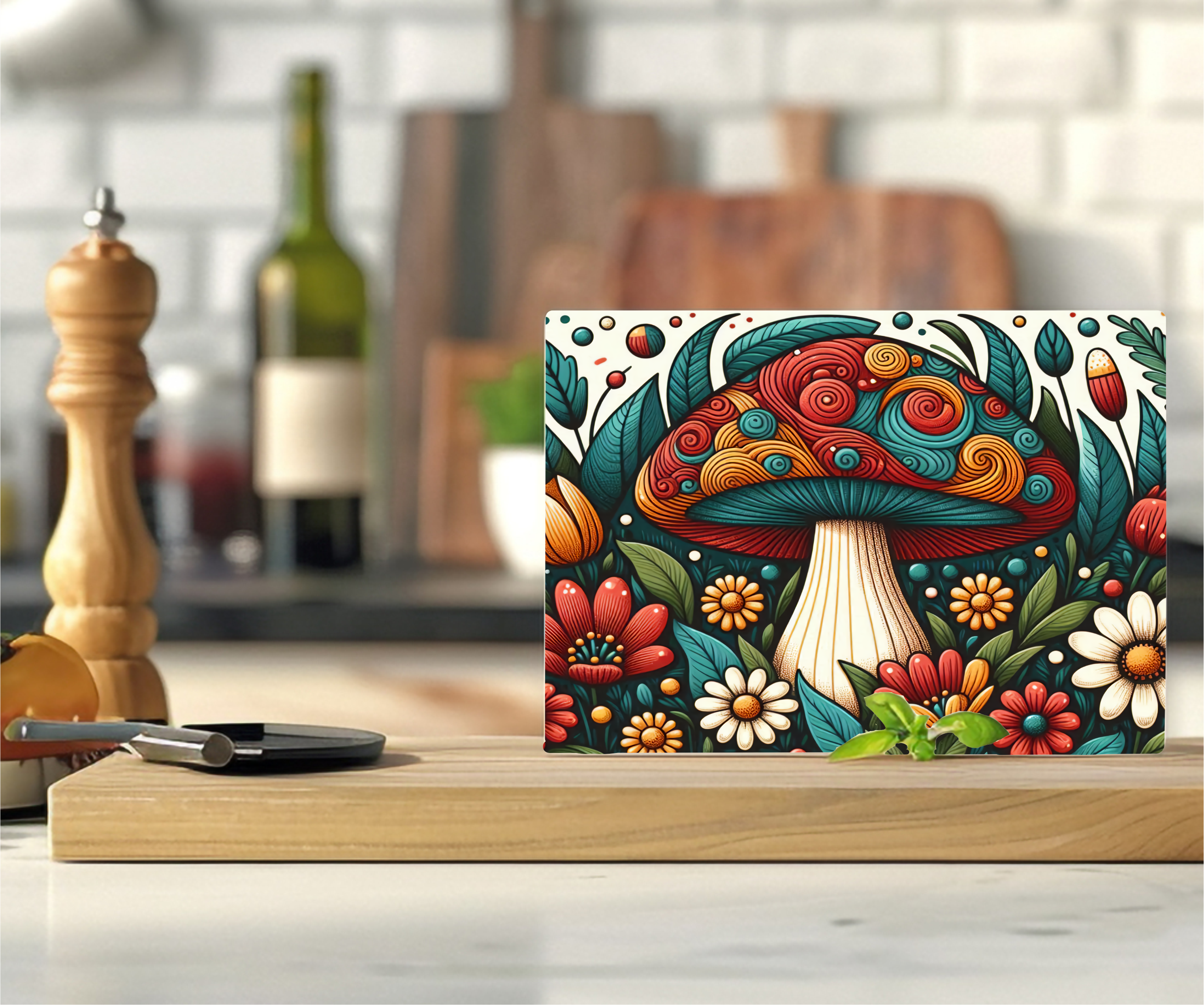 Retro Mushroom - Cutting Board - Sublimation Transfer