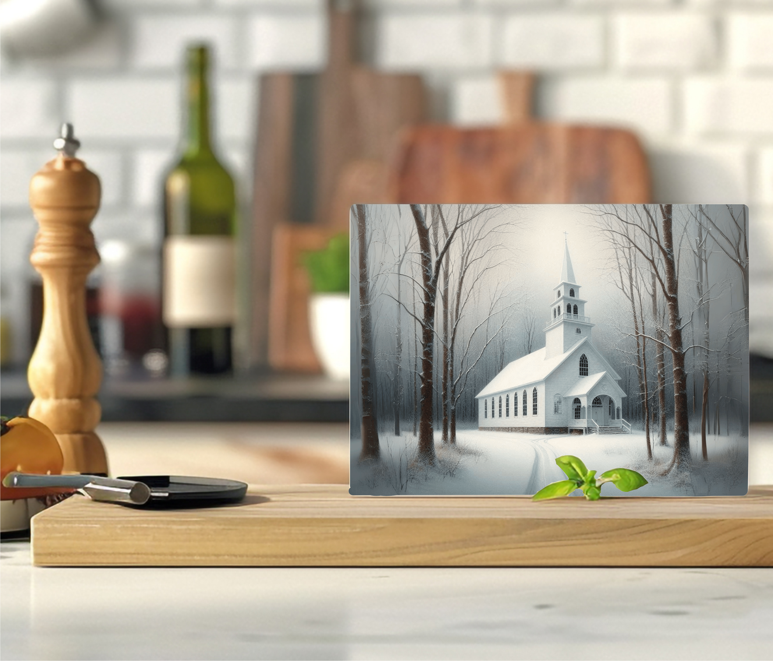 Wintery Church - Cutting Board - Sublimation Transfer