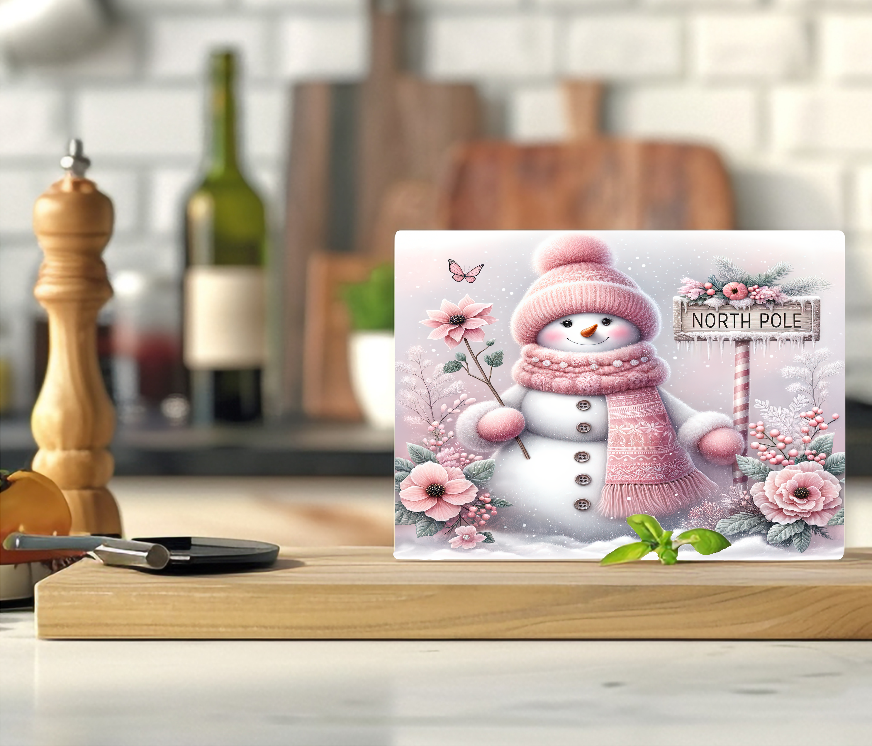 Snowman North Pole - Cutting Board - Sublimation Transfer