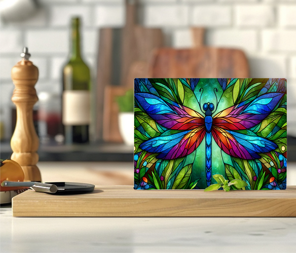 Stained Glass Dragonfly - Cutting Board - Sublimation Transfer