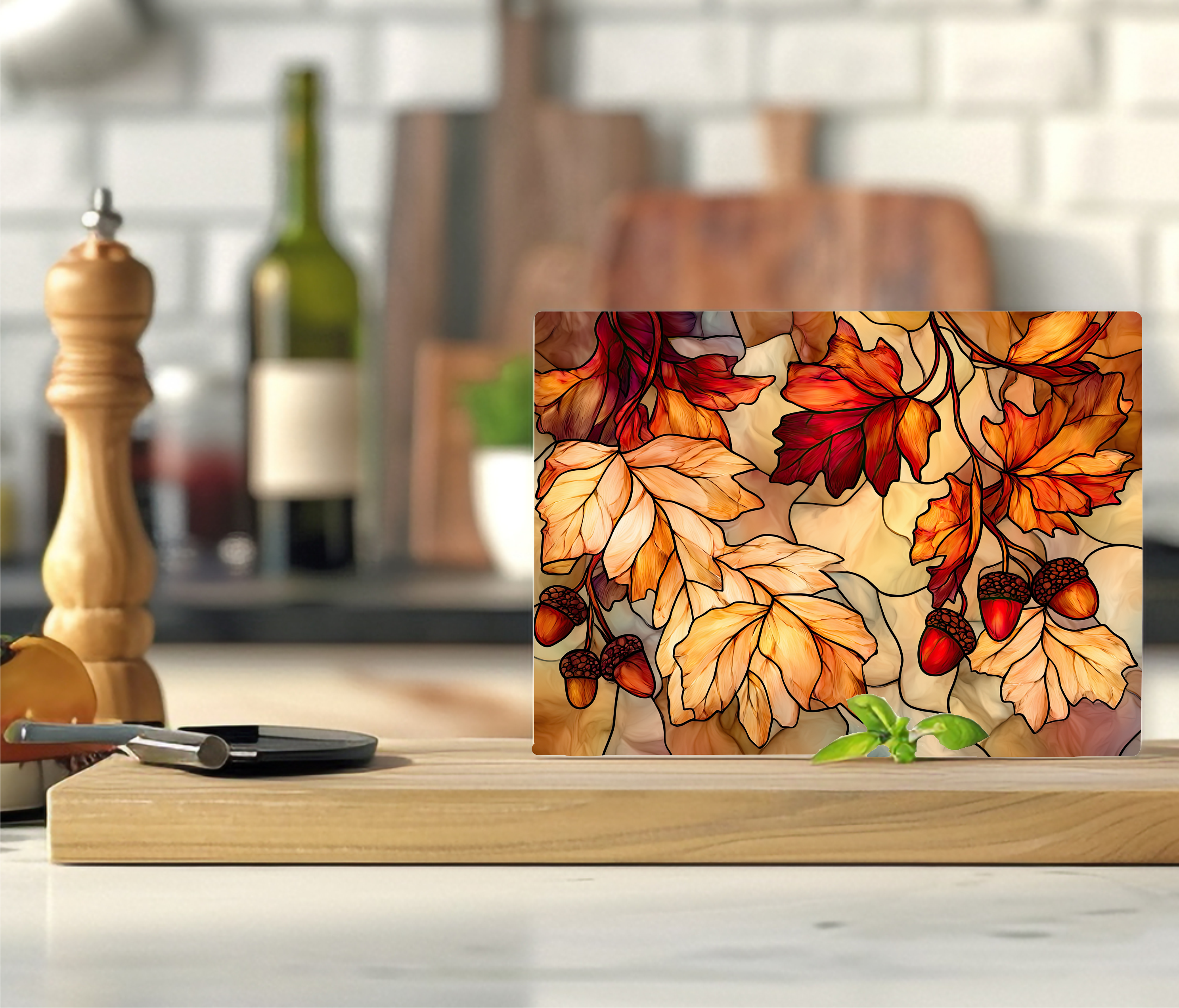 Stained Glass Autumn Leaves - Cutting Board - Sublimation Transfer