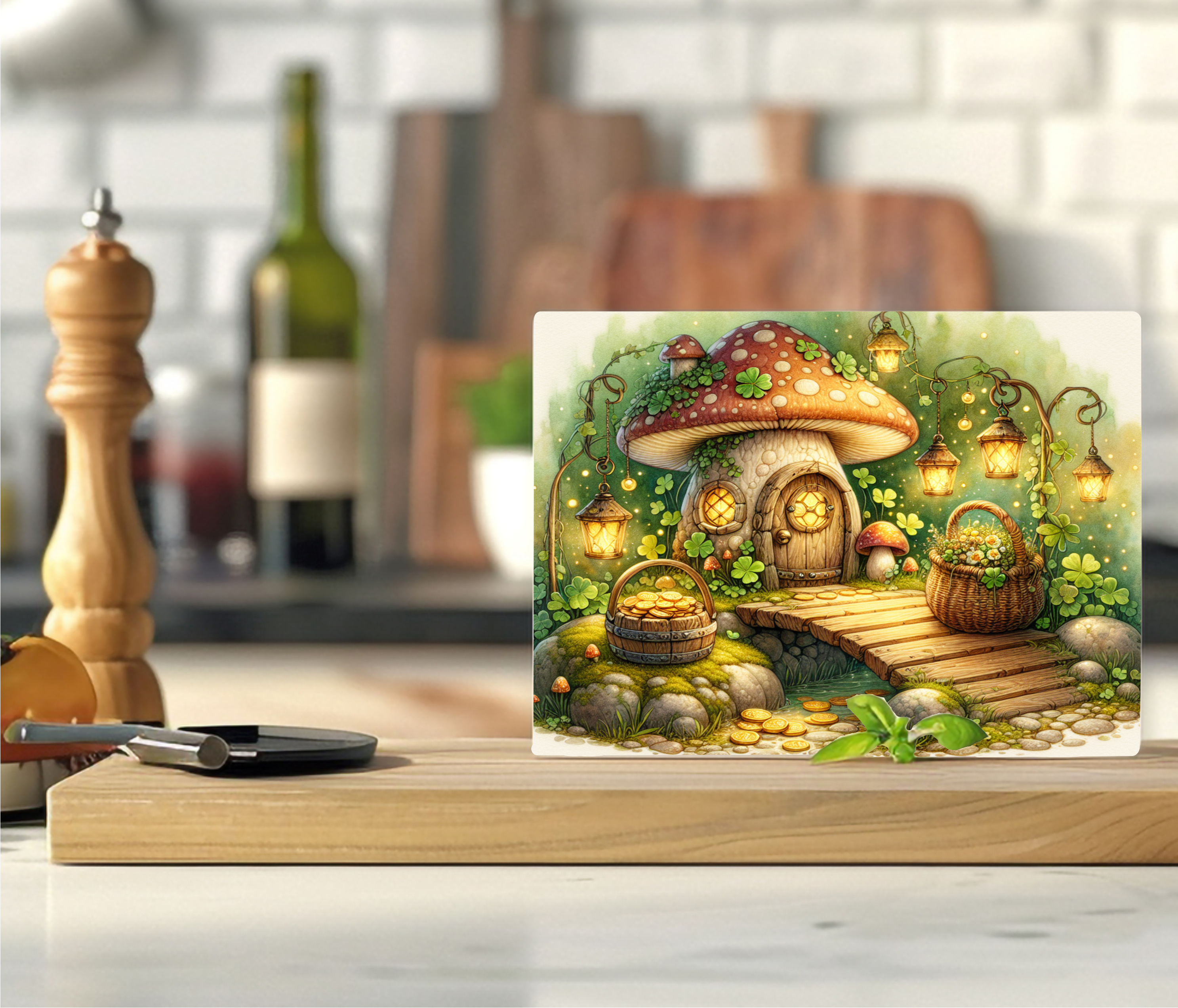 Mushroom Hut - Cutting Board - Sublimation Transfer