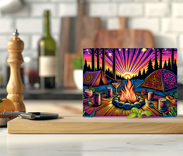 Vibrant Camping Tents - Cutting Board - Sublimation Transfer