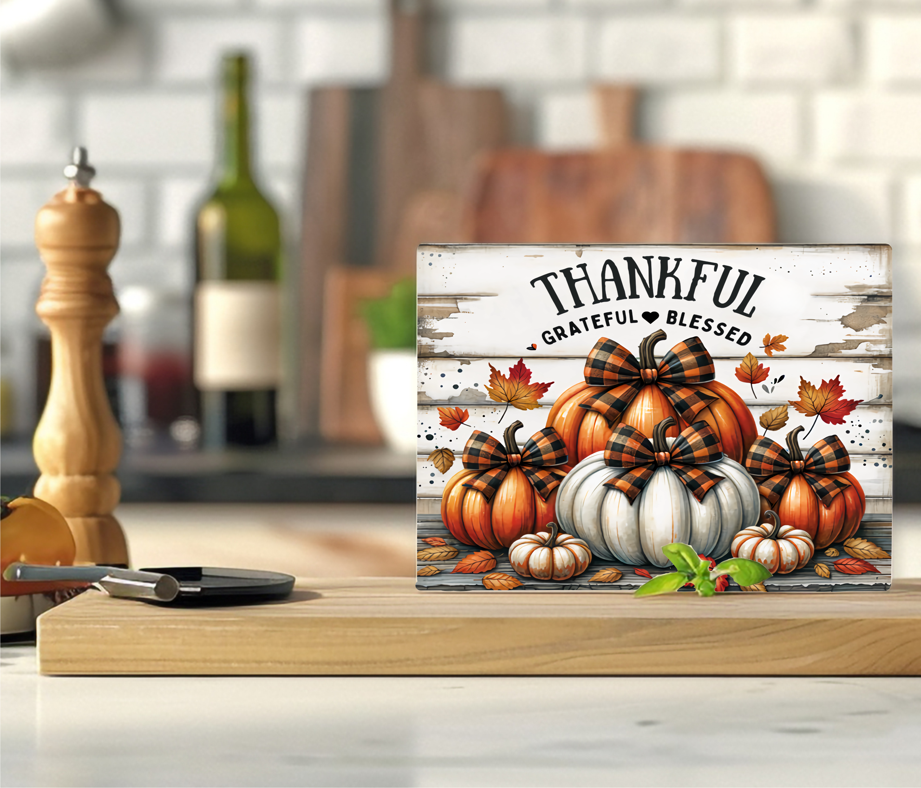 Thankful Grateful Blessed - Cutting Board - Sublimation Transfer