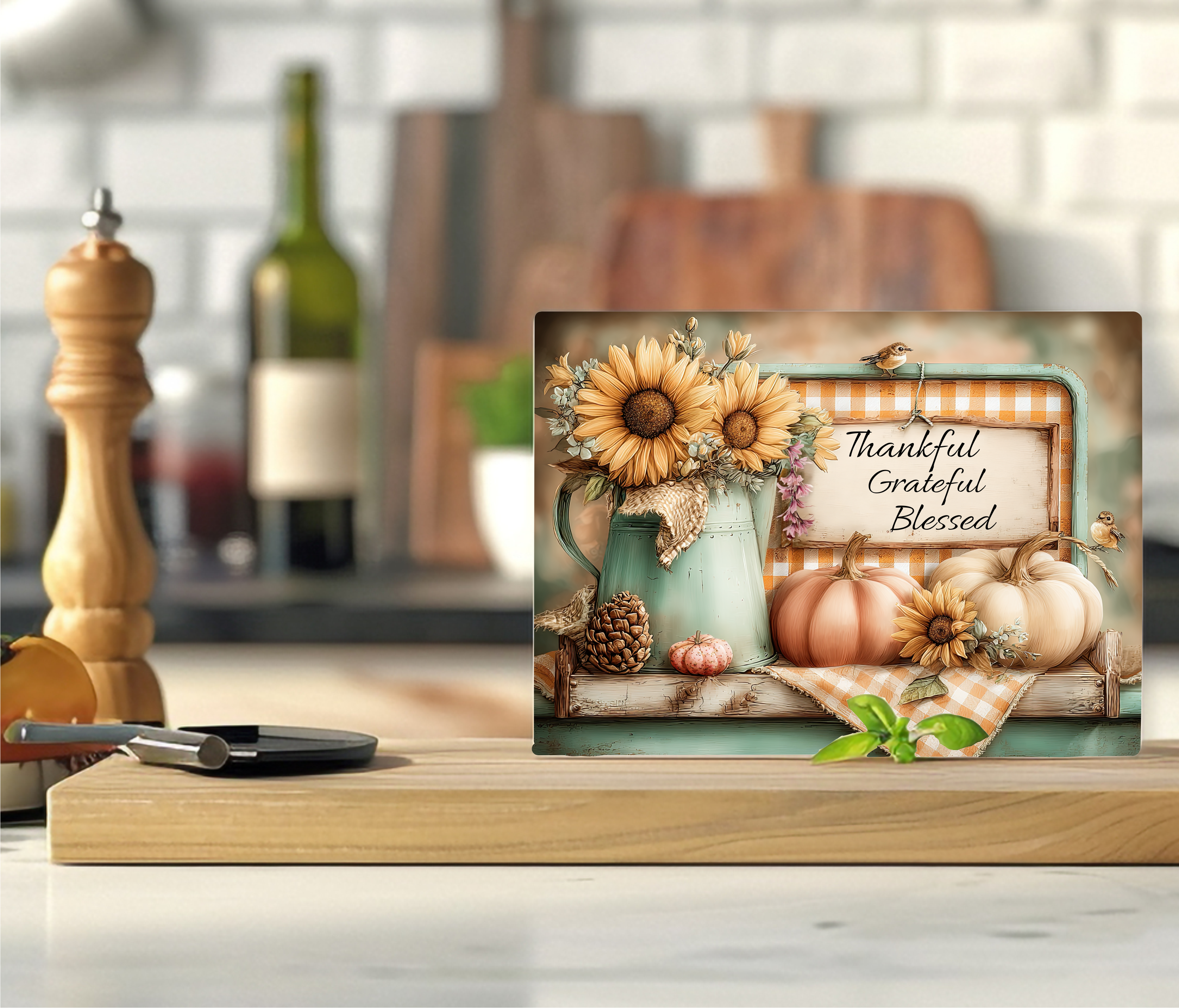 Thankful Grateful Blessed - Cutting Board - Sublimation Transfer